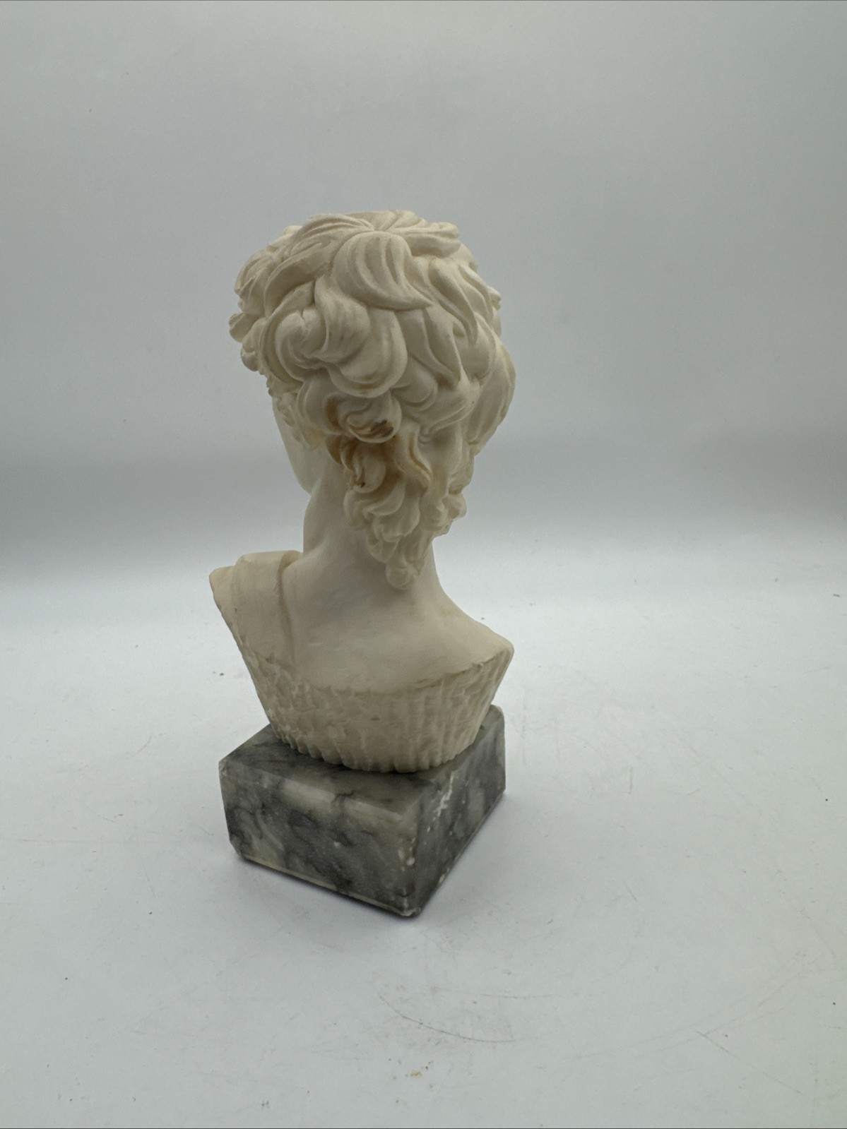 Vintage Michelangelo David Bust Carved Alabaster Marble Base 6,5