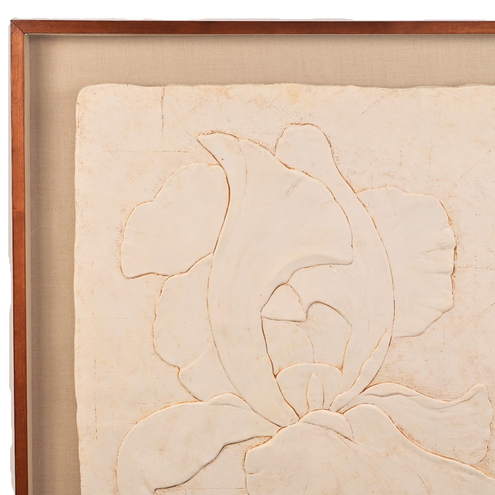 BRIONI Original Vintage Signed Bas Relief Plaster Wall Sculpture Floral Painting
