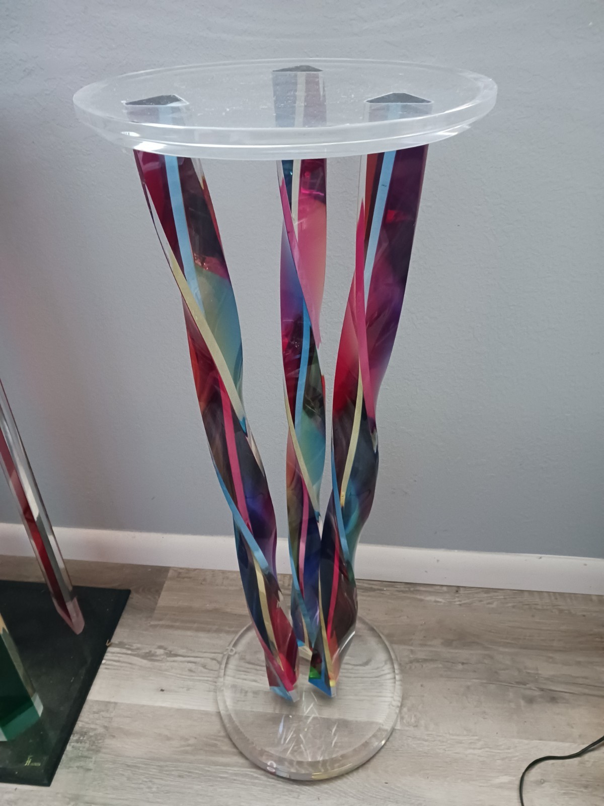 Shlomi Haziza Acrylic Sculpture Carousel Pedestal R-31 with Rare Twisted Legs