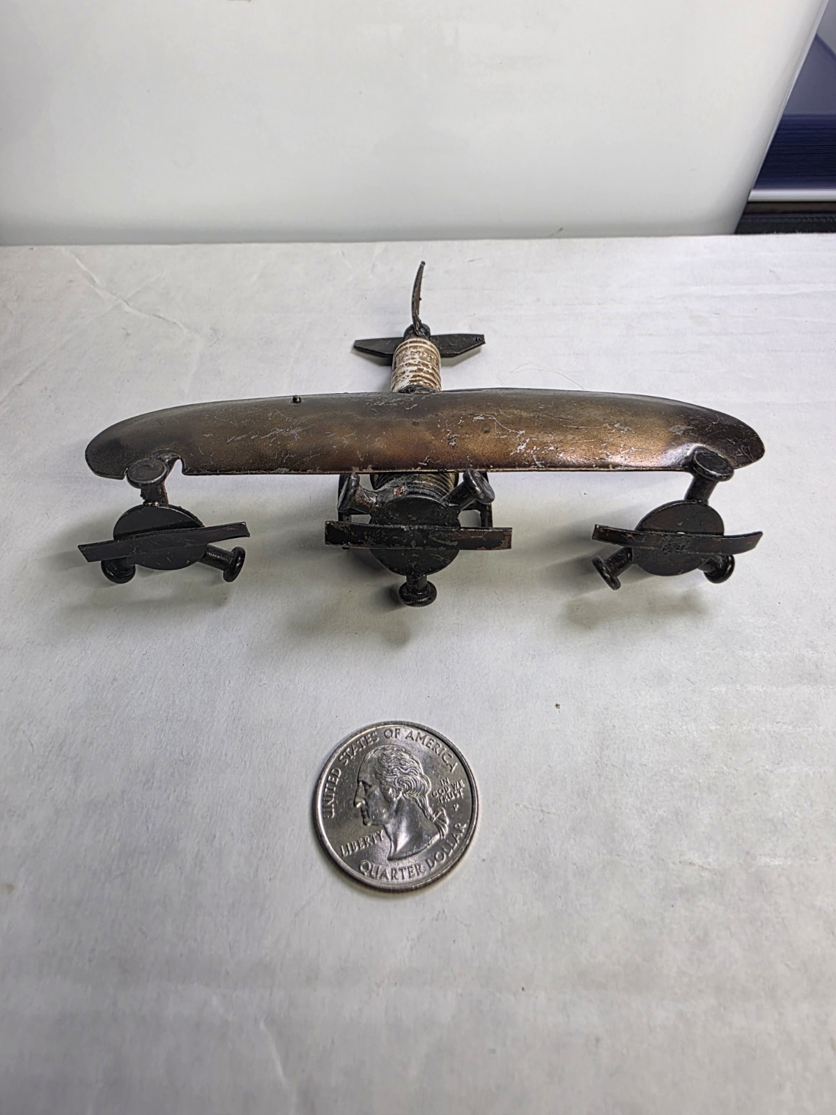 Handmade Metal Vintage Airplane Assemblage Automobilia Spark Plug Art