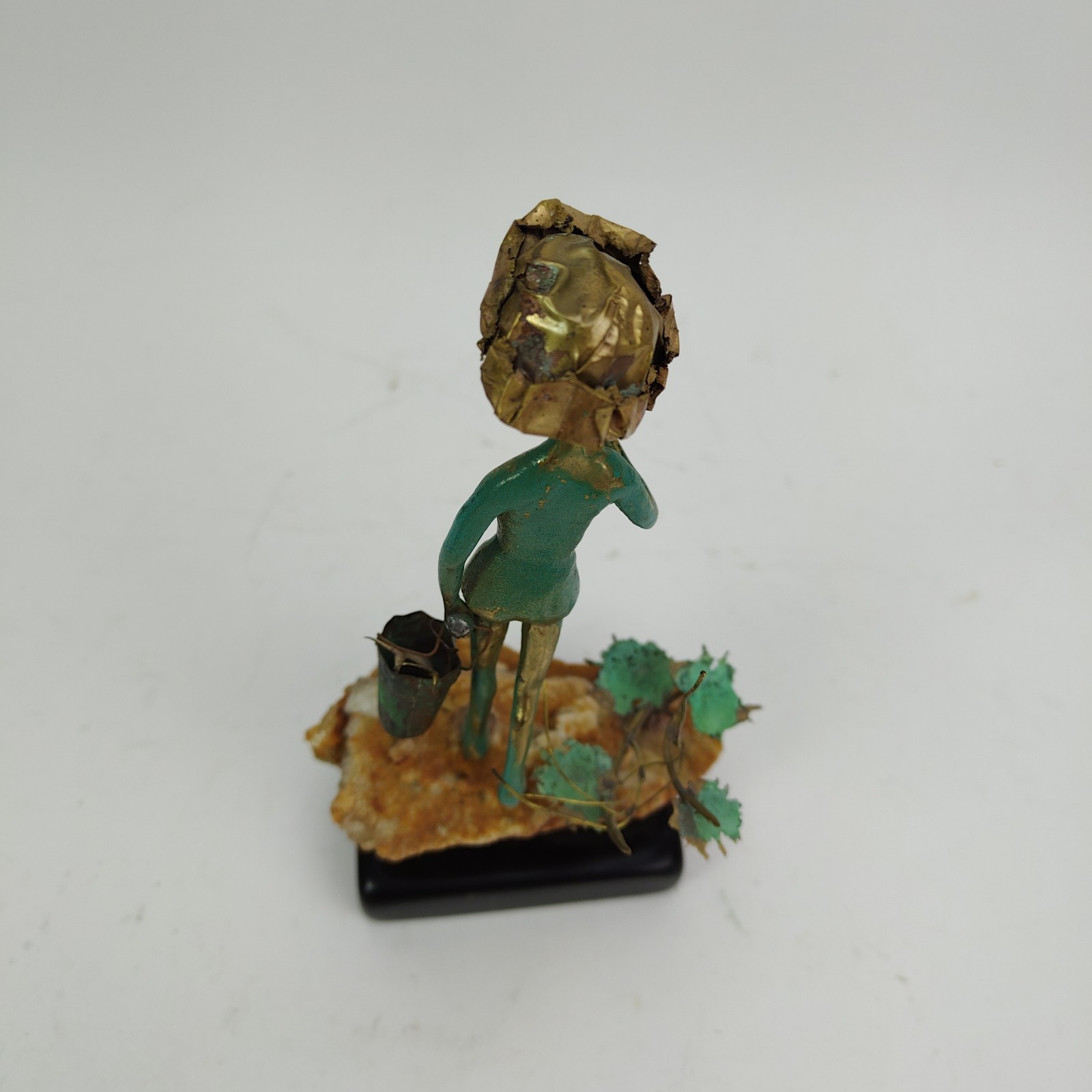 Malcolm Moran Bronze Sculpture Fishing Boy Figurine Signed MCM Art Vintage 1972
