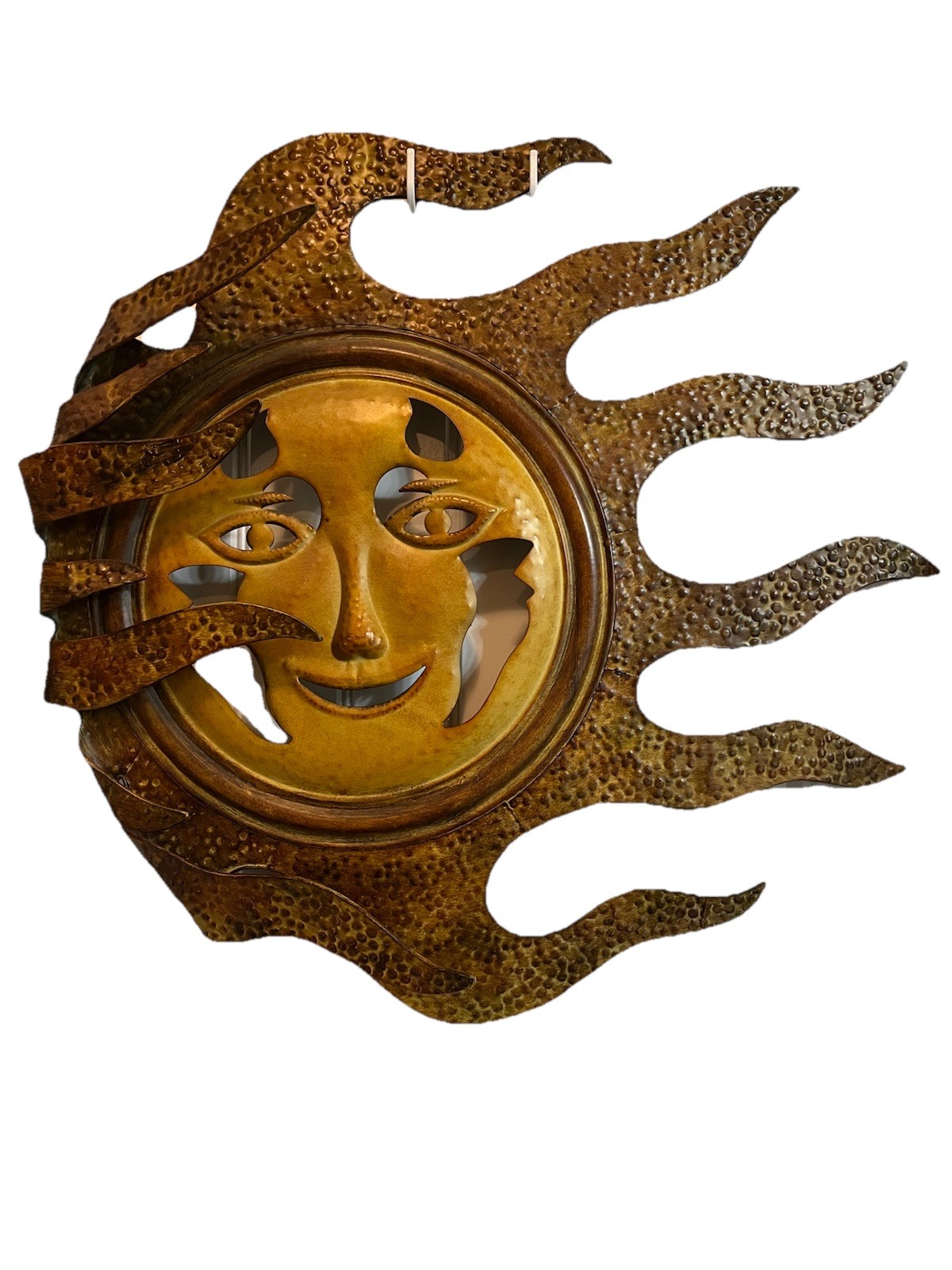 Vtg Sun Face Metal Wall Art Sculpture 26” Indoor/Outdoor Home Decor Celestial