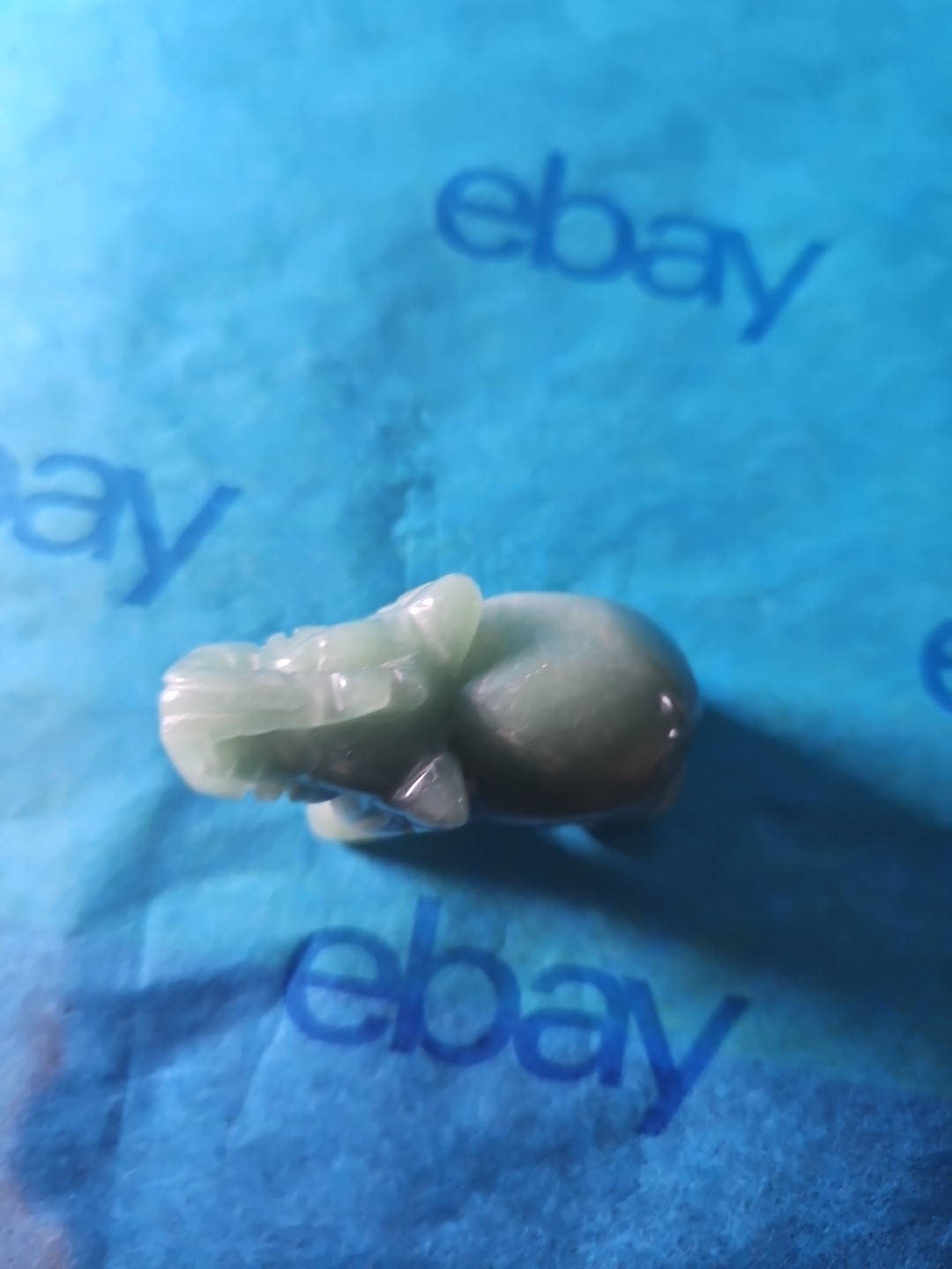 Natural Jadeite Green Jade Elephant Carving 1.40&Prime; High × 2&Prime; Long GUC