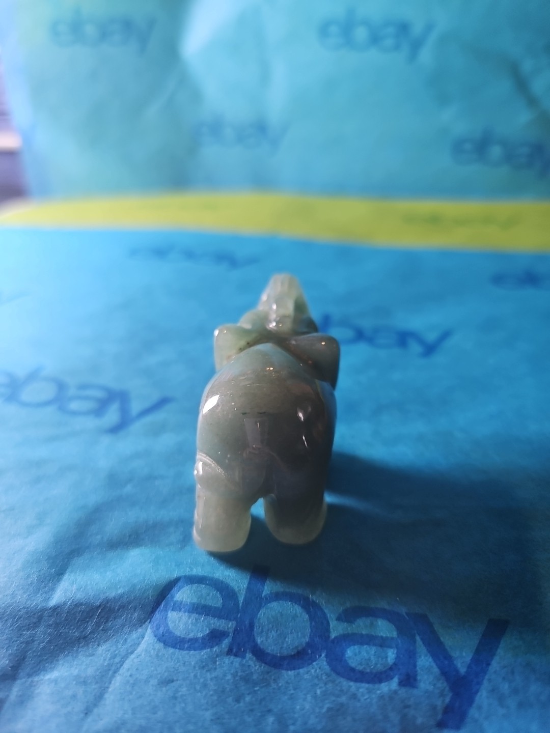 Natural Jadeite Green Jade Elephant Carving 1.40&Prime; High × 2&Prime; Long GUC