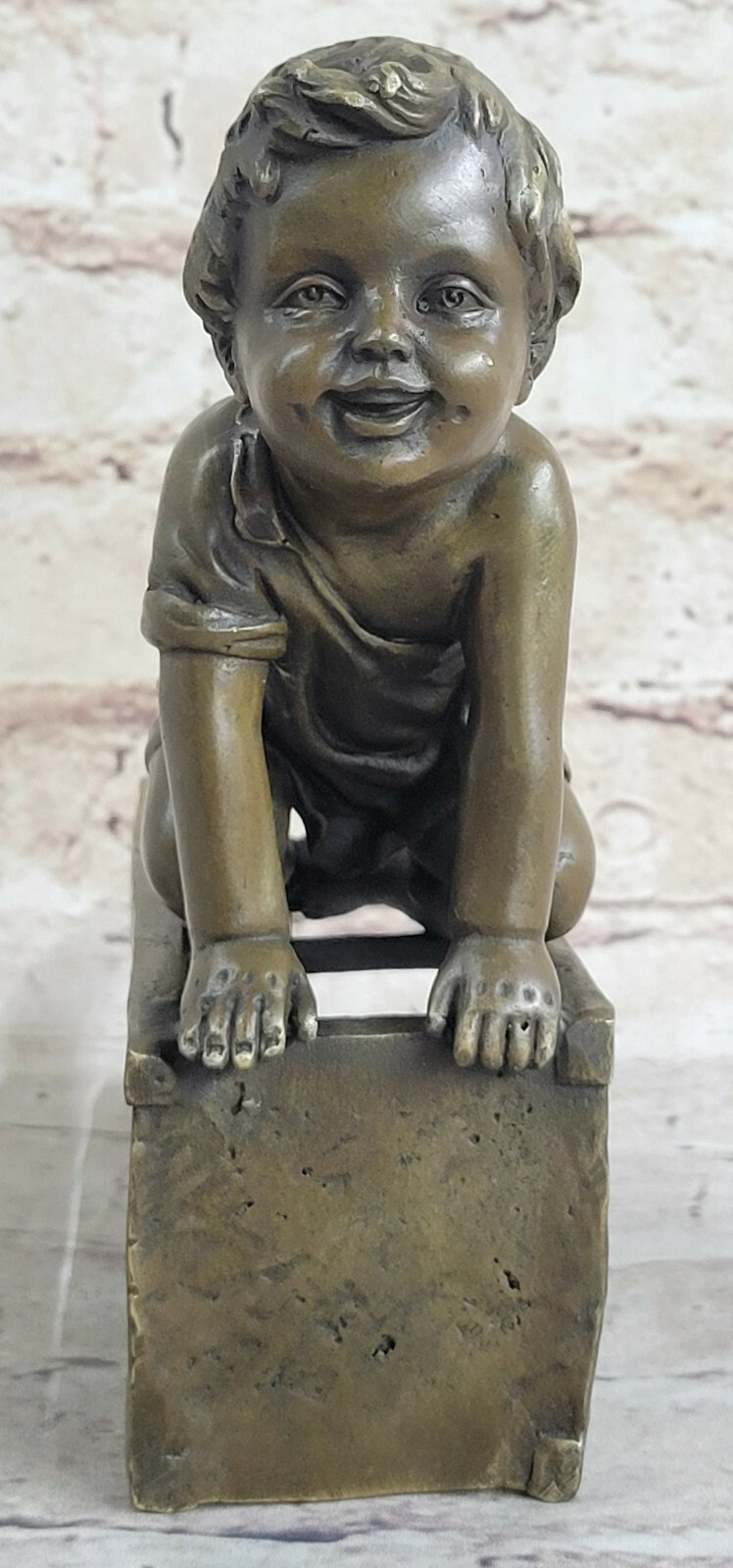 JUAN CLARA 1875-1958 SPANISH AMERICAN ART BRONZE STATUE GIRL STANDING ON CHAIR