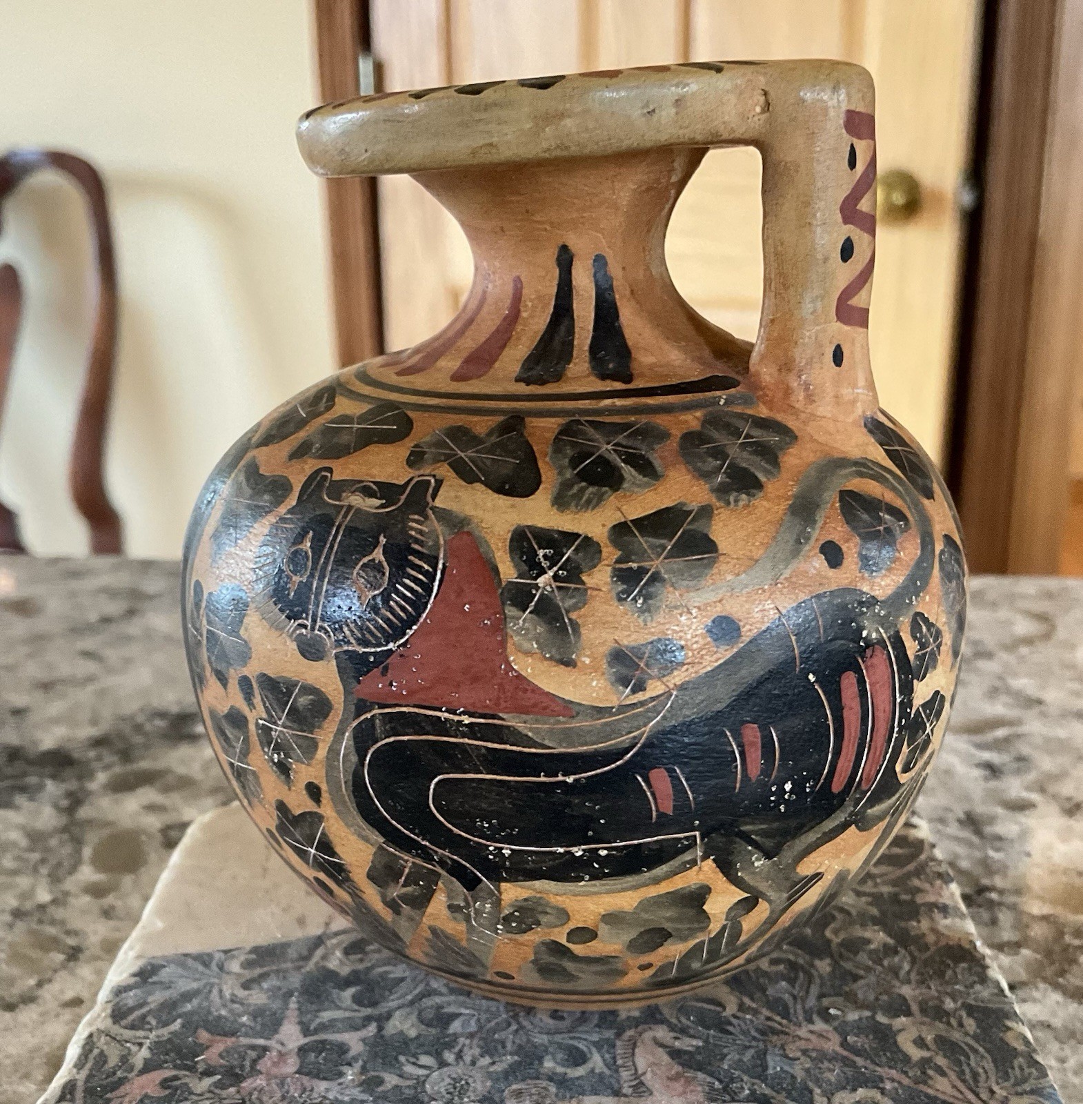 Grecian Corinthian Aryballos Museum Reproduction Ancient Greek Vessel