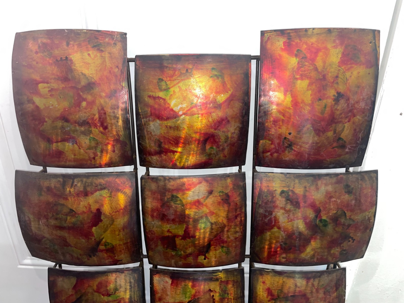VINTAGE PIER 1 METAL TIN ABSTRACT WALL ART 12 PANEL