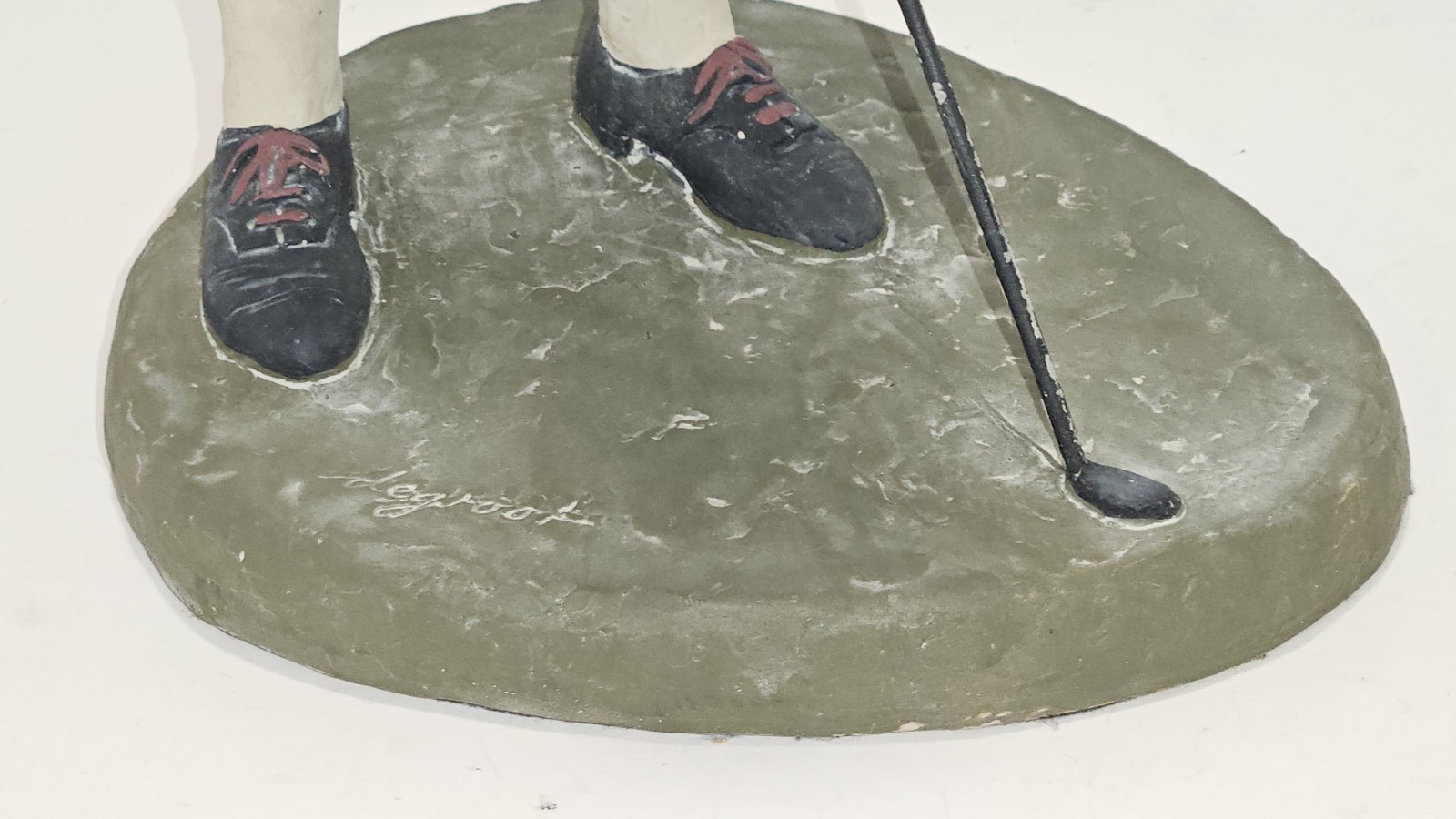 1983 Austin Products Inc Clay Sculpture Golfer on the Green Signed Degroot