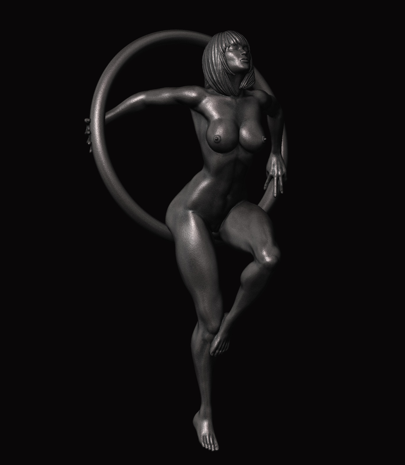 Nude Female Figure Quality Bronze Pendant/ Style 1, By Artist: