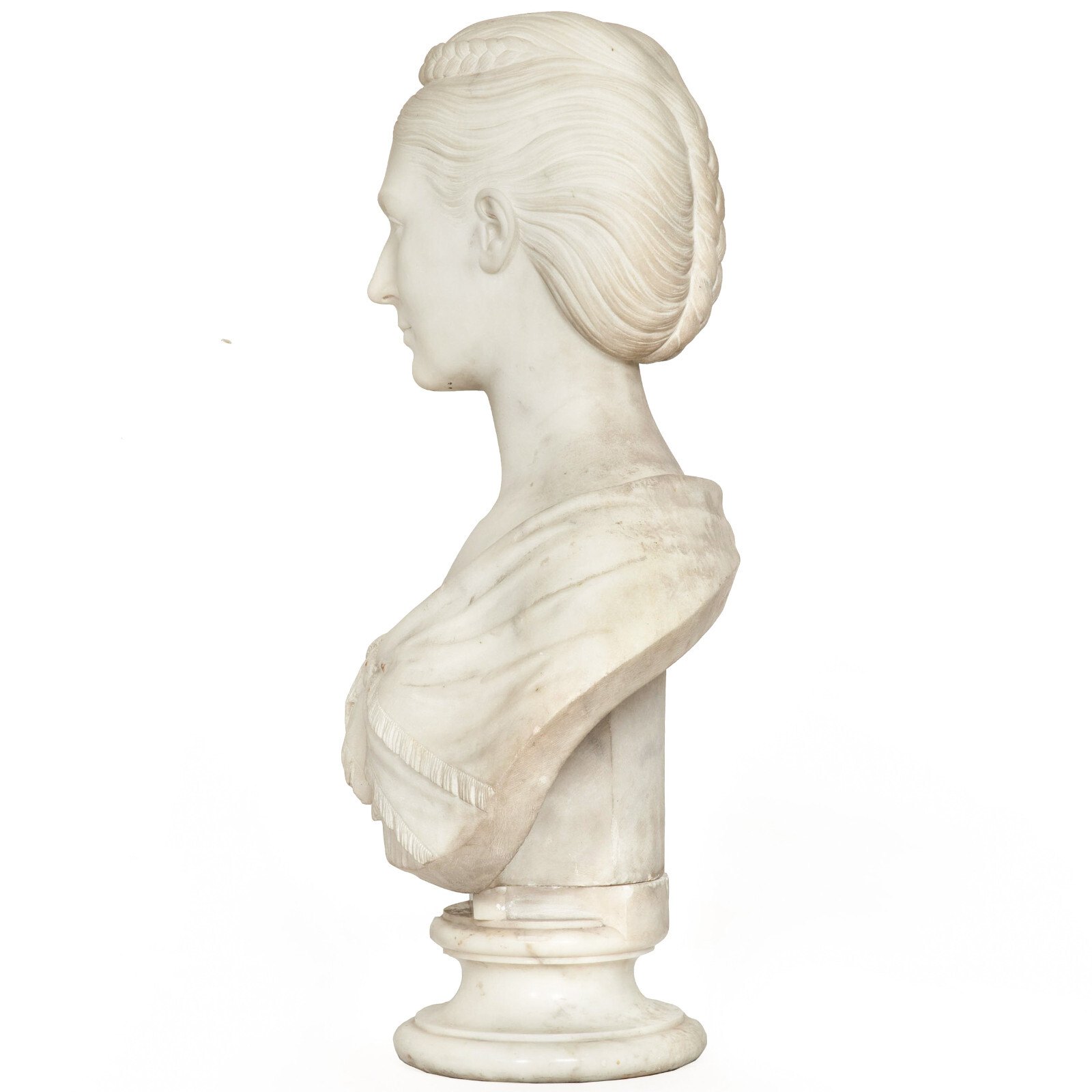 English Antique Marble Bust “Lady Layard” by John Warrington Wood ca. 1870
