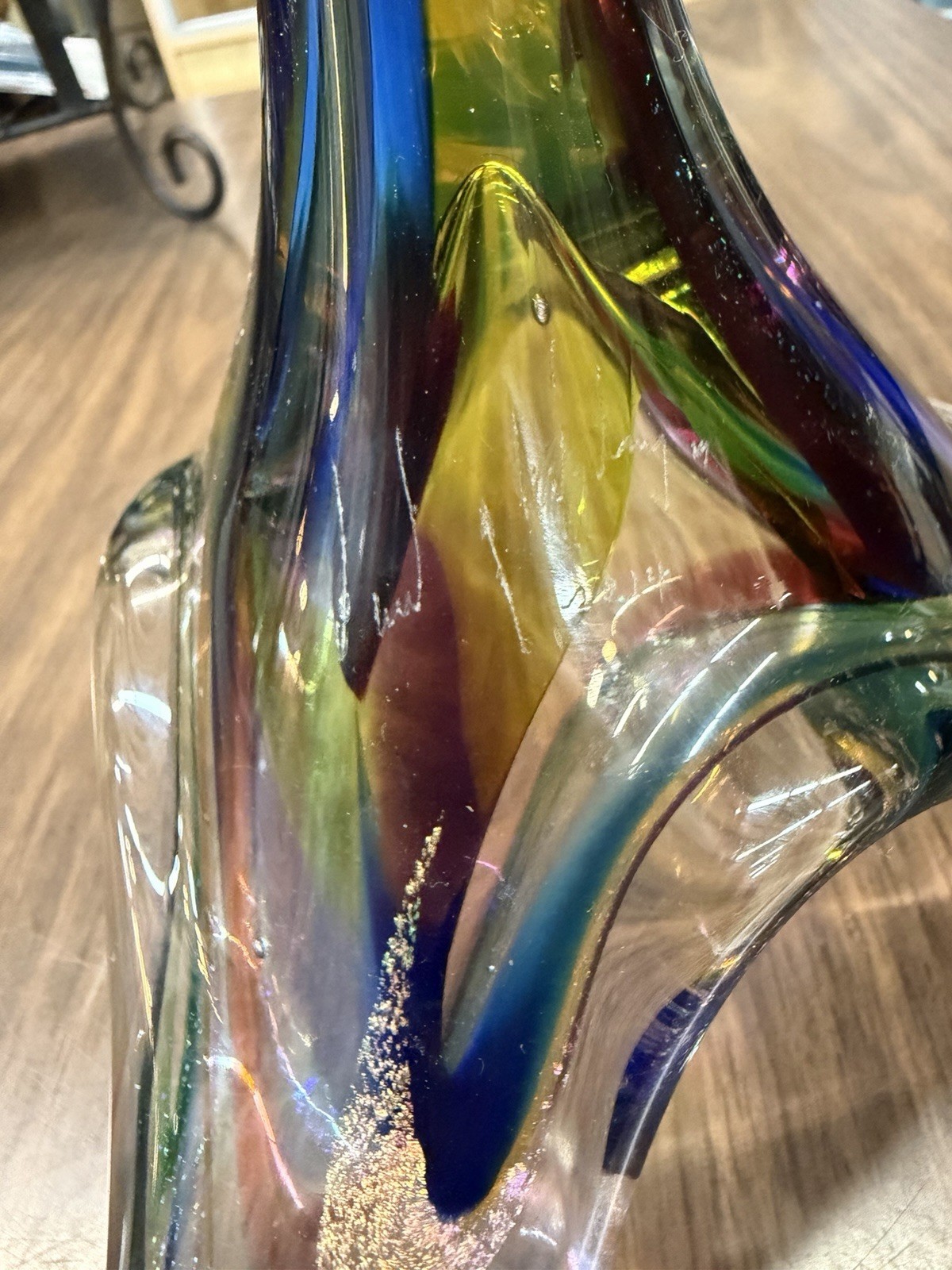 David Goldhagen Handblown Colored Flower Sculpture 15in