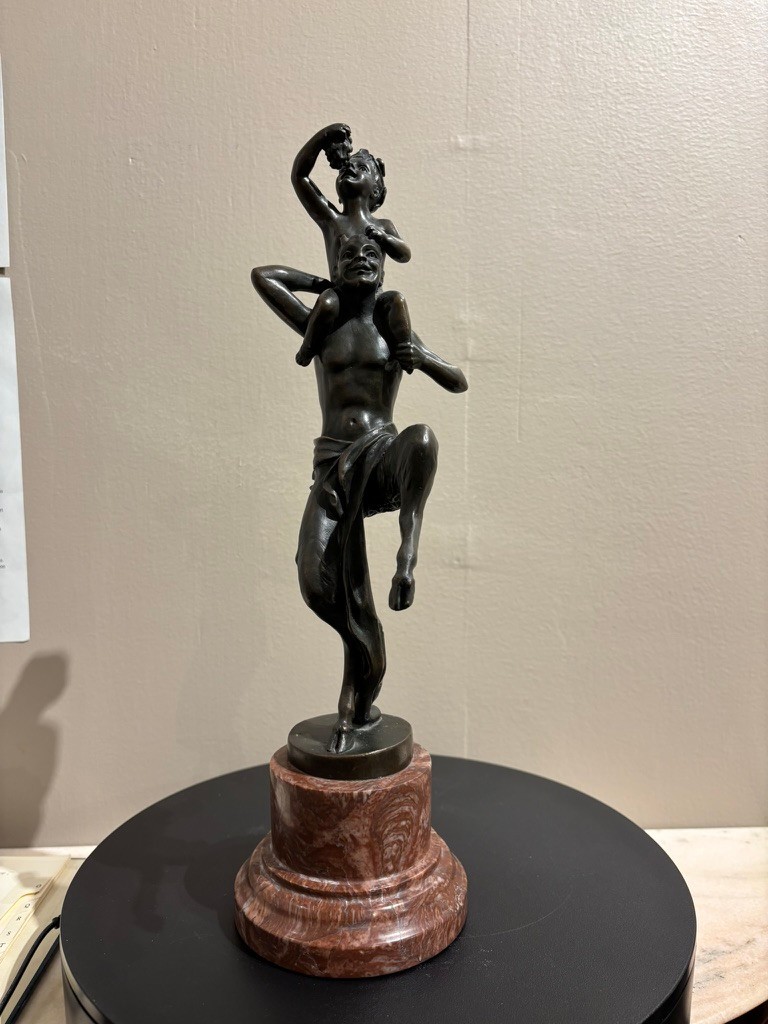 Bronze Satyr Carrying the Young Dionysus by Franz Bergman, Austria, Signed