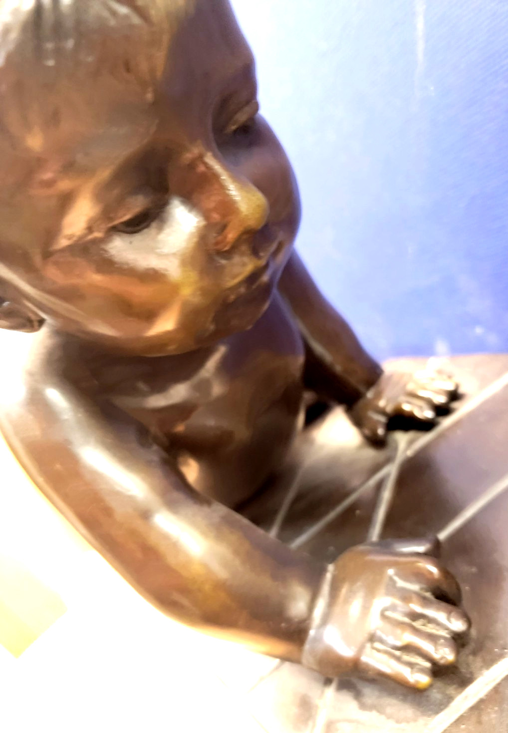 ANTIQUE VILLANIS BRONZE OF A BABY CRAWLING-SIGNED