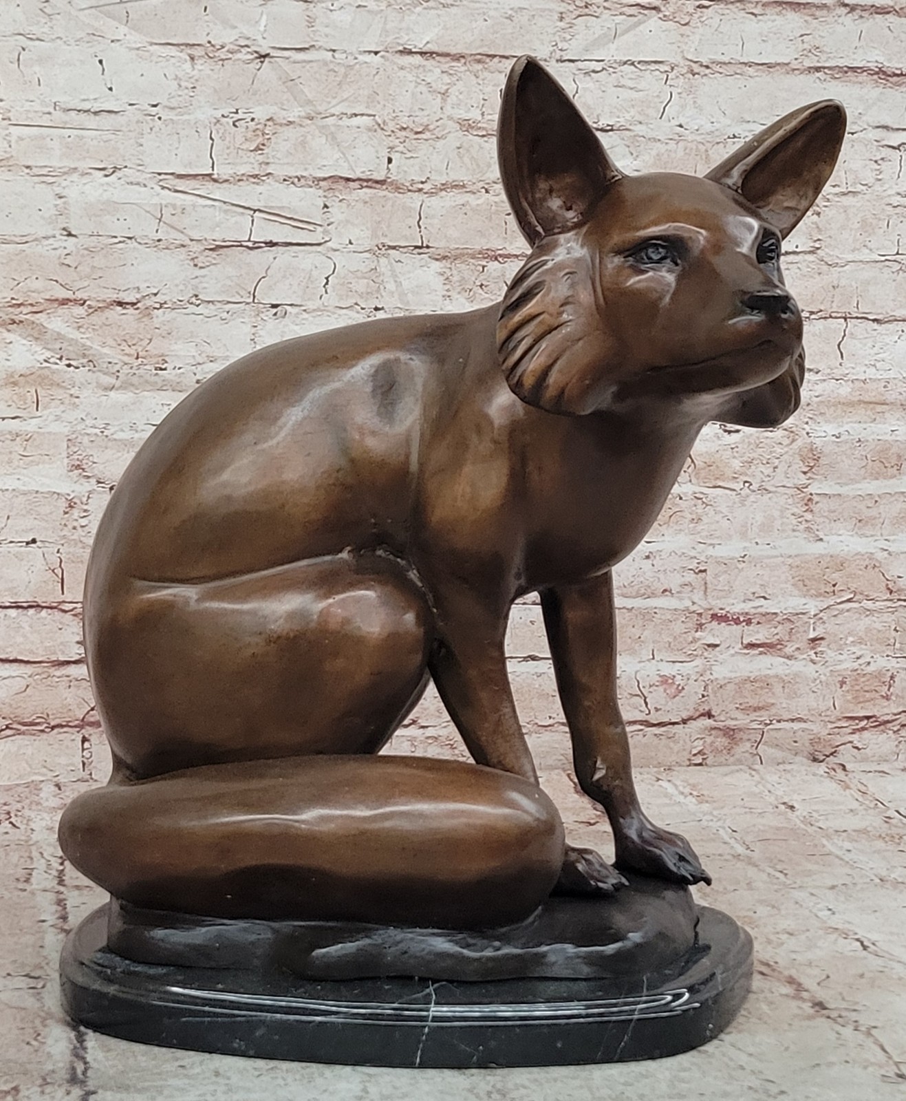 Hand Made Special Patina Extra Large Fox Signed and Numbered Bronze Sculpture