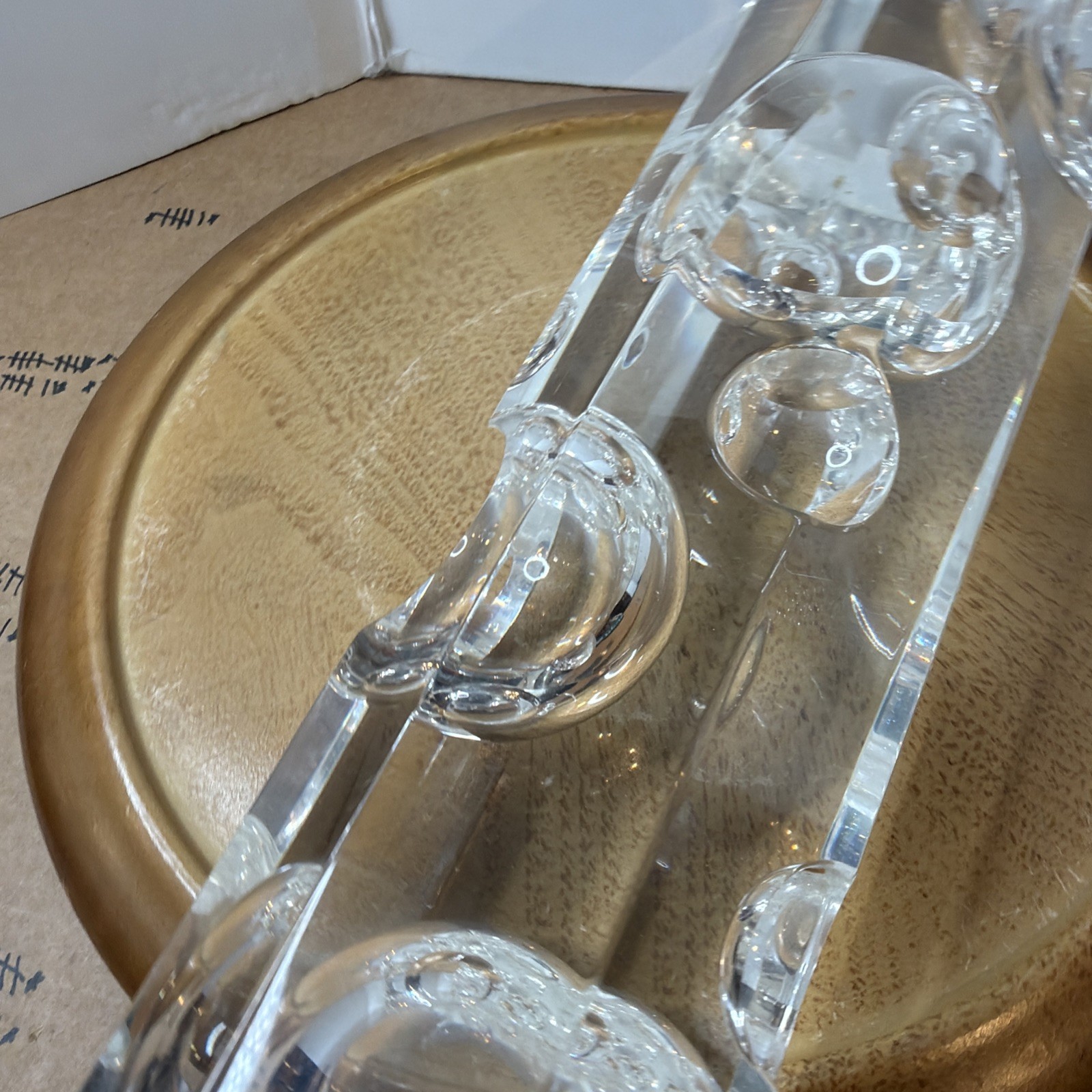 Vintage Mid Century Modern Lucite Bubble Sculpture 8-Sided Geometric Art