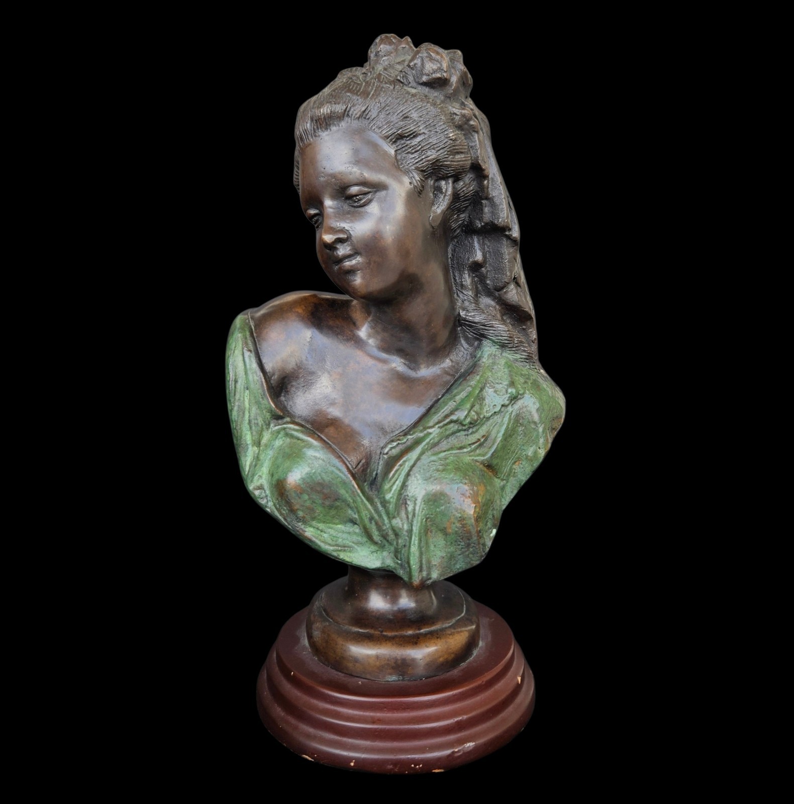Antique French Bronze Bust of Flora after Jean Baptiste Carpeaux Le Printemps