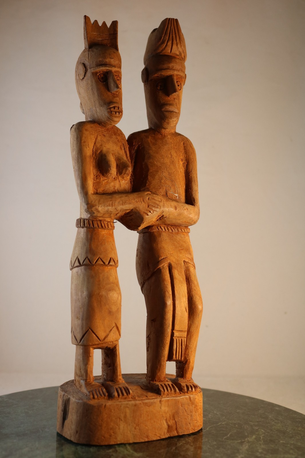 RARE 12” One Piece Wood Carving Atauro Style Unity Couple Tribal Ancestor Art