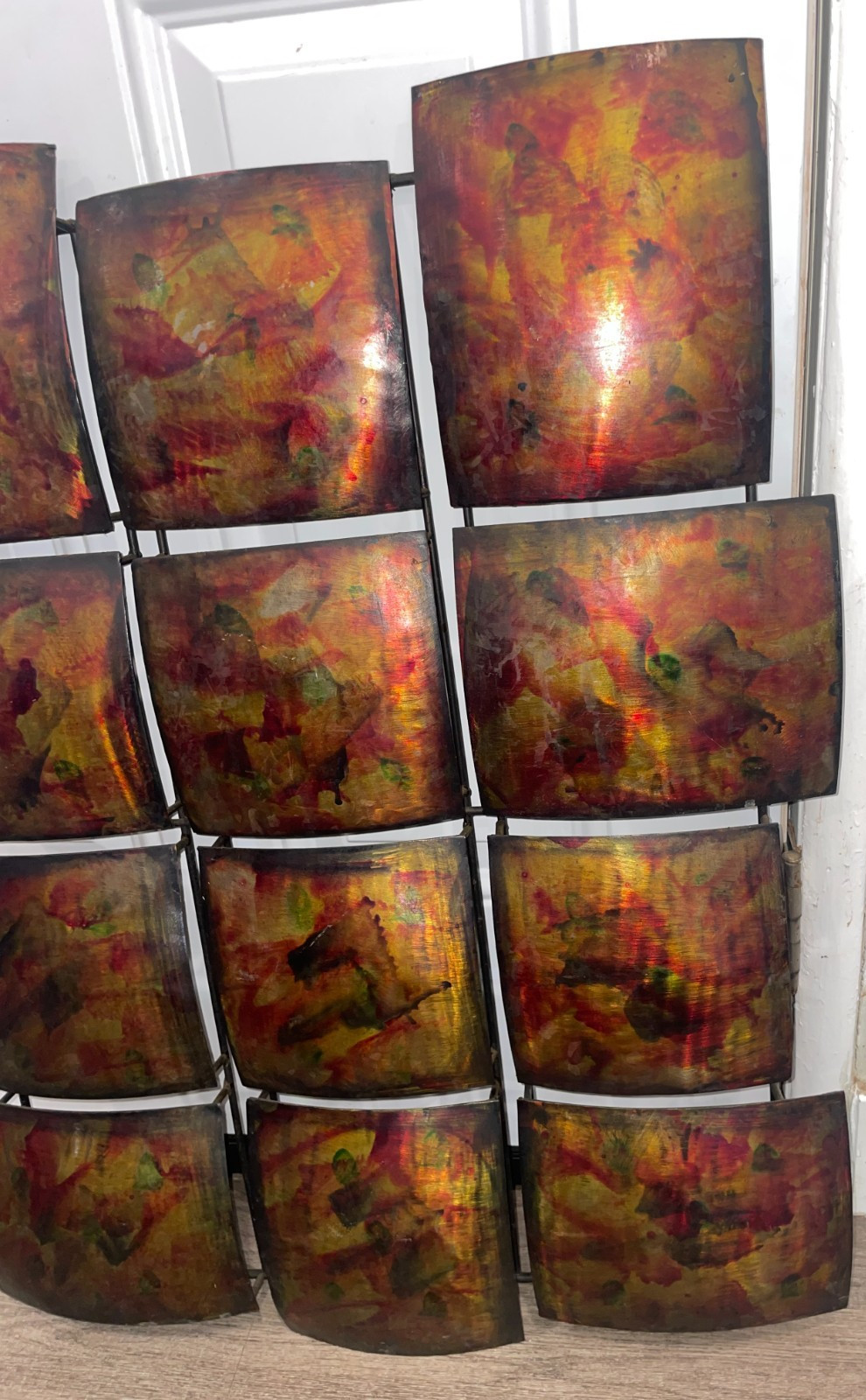 VINTAGE PIER 1 METAL TIN ABSTRACT WALL ART 12 PANEL