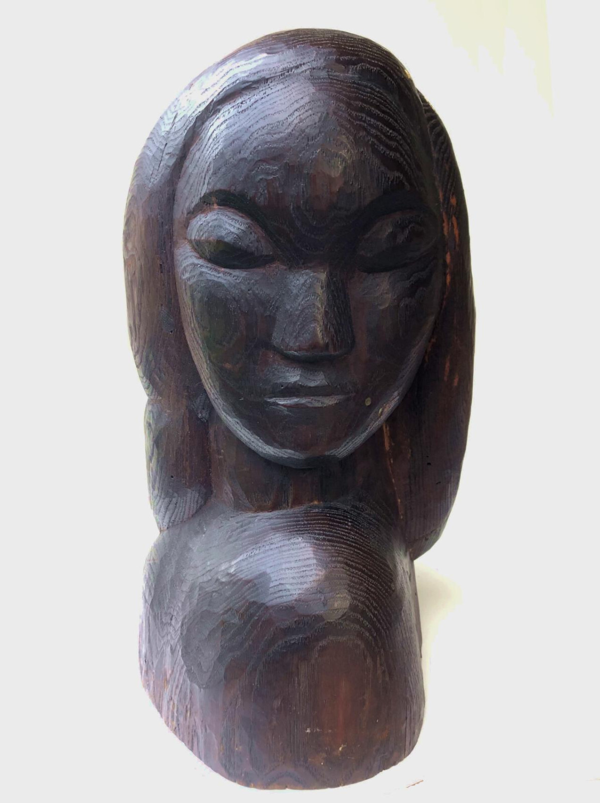 AMERICAN ART DECO Original ~ HAND CARVED ~ c1930s Head of a Girl DE CREEFT ?