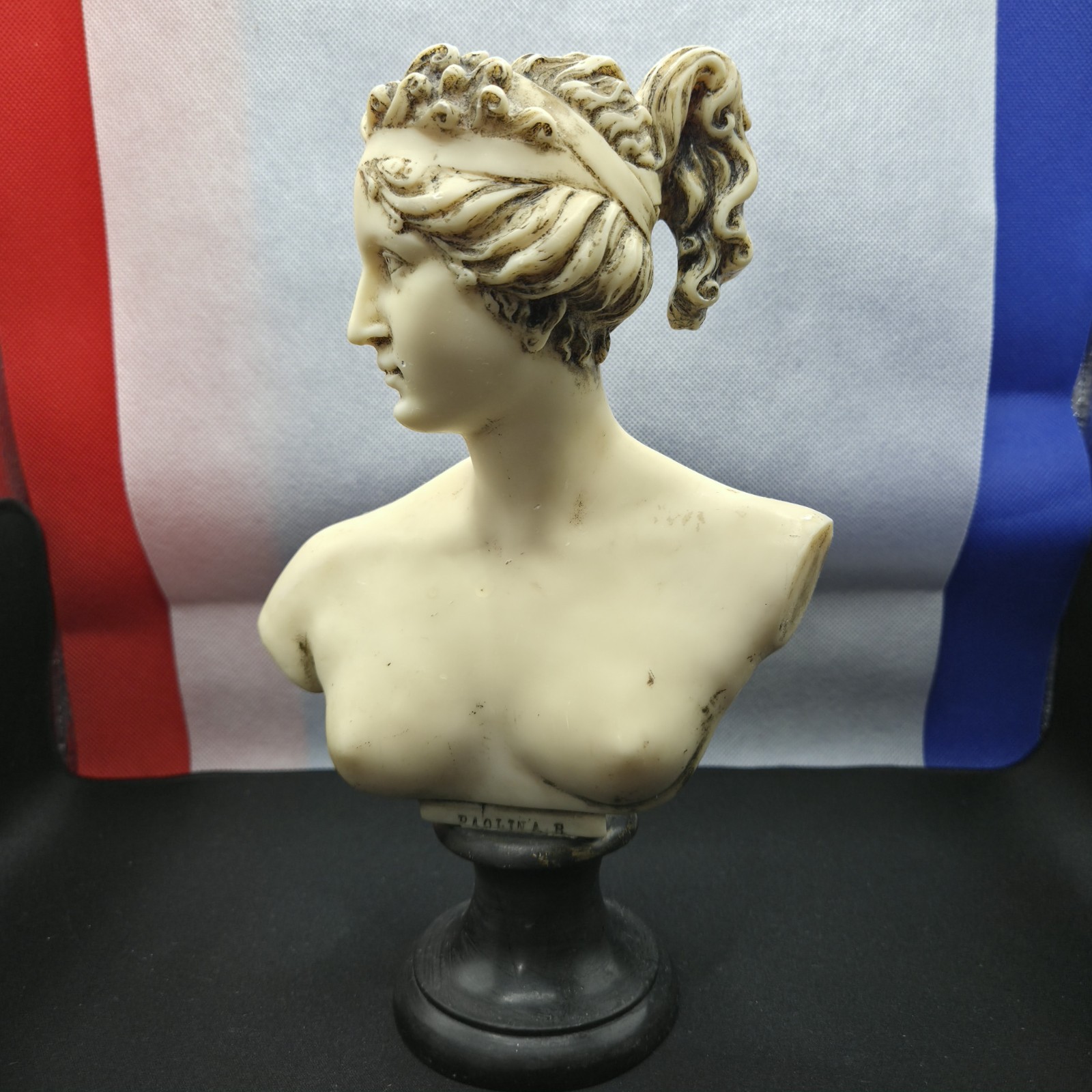 A Santini Paolina Bust Vintage Neoclassical Sculpture Marble/Alabaster Resin