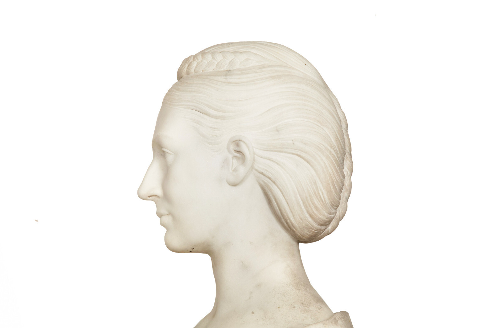 English Antique Marble Bust “Lady Layard” by John Warrington Wood ca. 1870