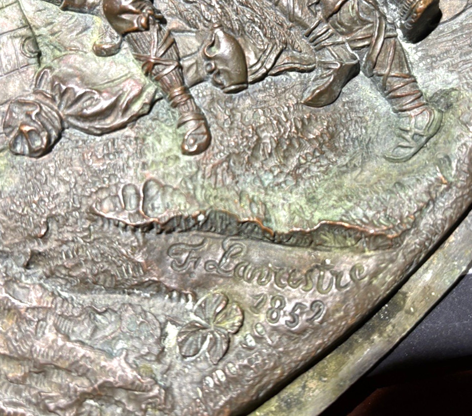 F Lavastre Art Plaque In Copper Or Bronze? Paris France 1852 13-3/4&Prime; X9-3/4&Prime;