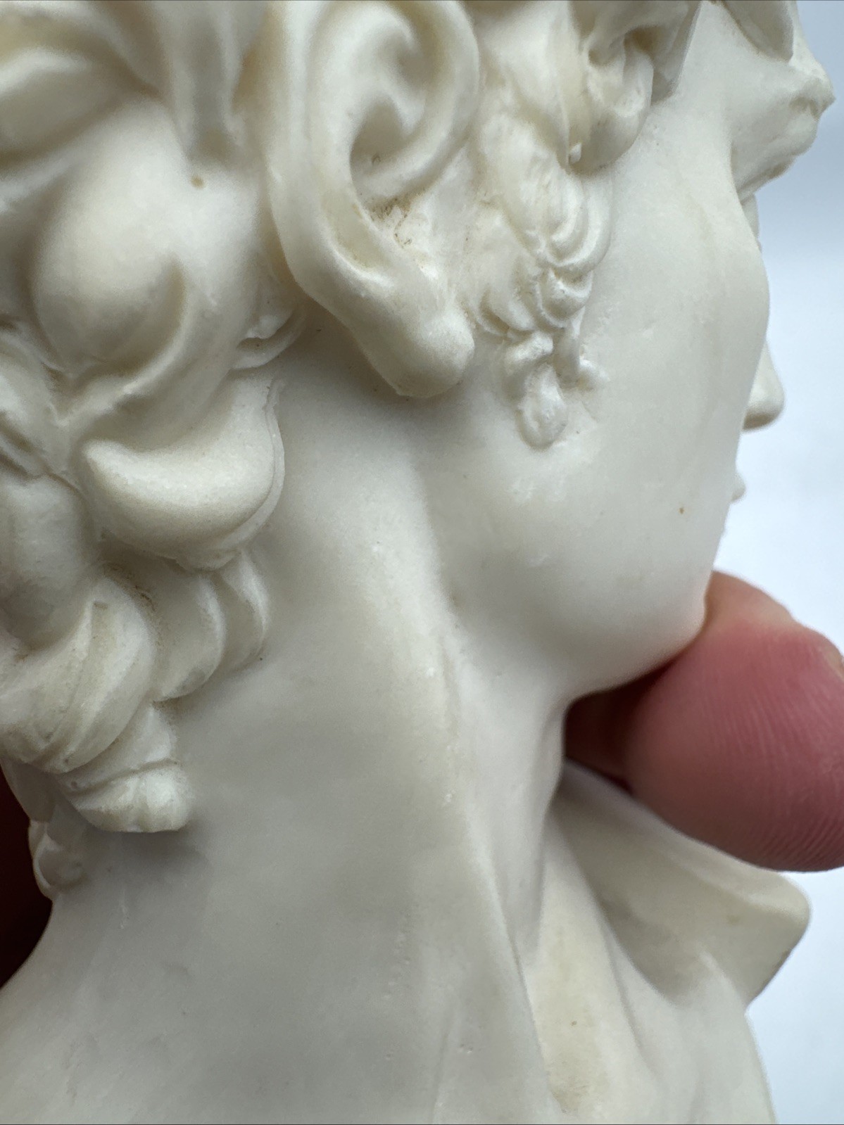 Vintage Michelangelo David Bust Carved Alabaster Marble Base 6,5