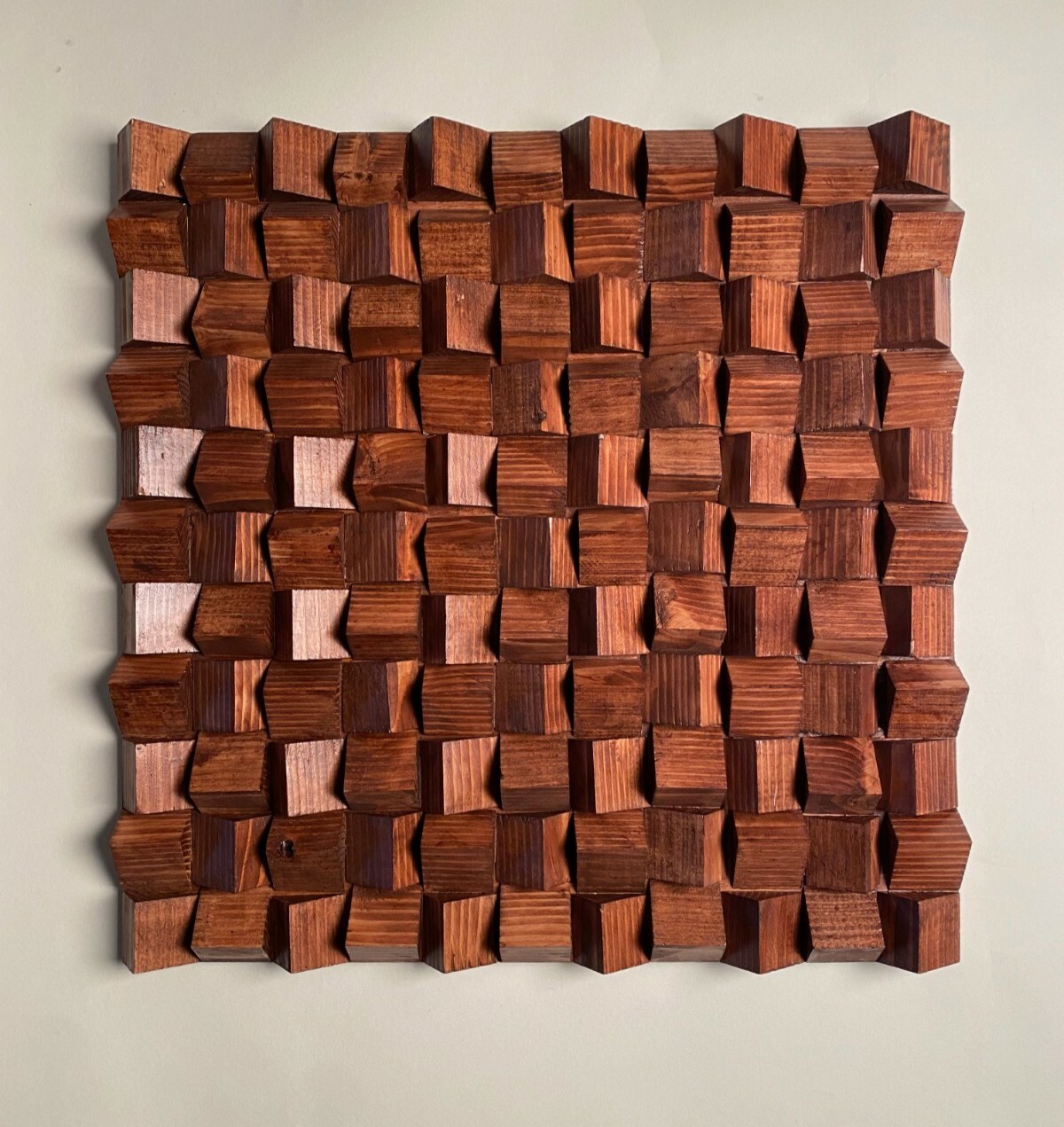 geometric wood wall art, 24×24, brown color, brand new