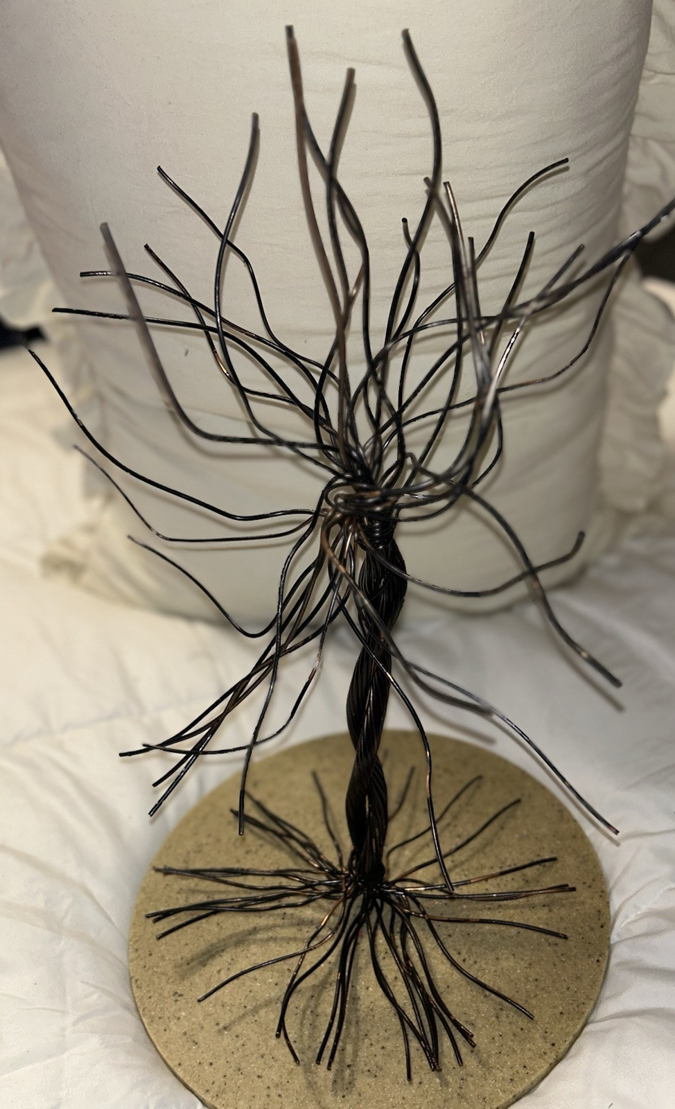 Brutalist Hand Sculpture Copper Scrap Wire Tree Art Free Standing