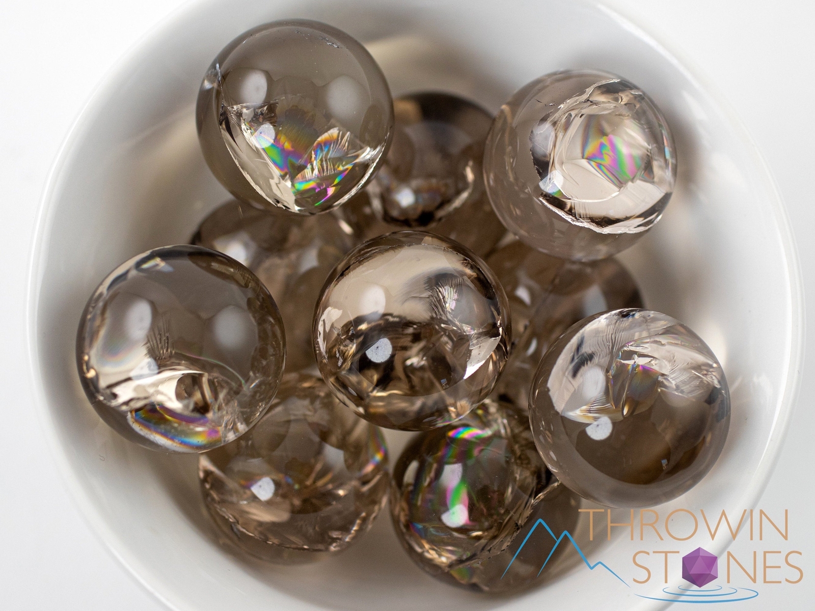 SMOKY QUARTZ Crystal Ball Sphere w Rainbow Flash, Divination, Gift, Decor, E1812