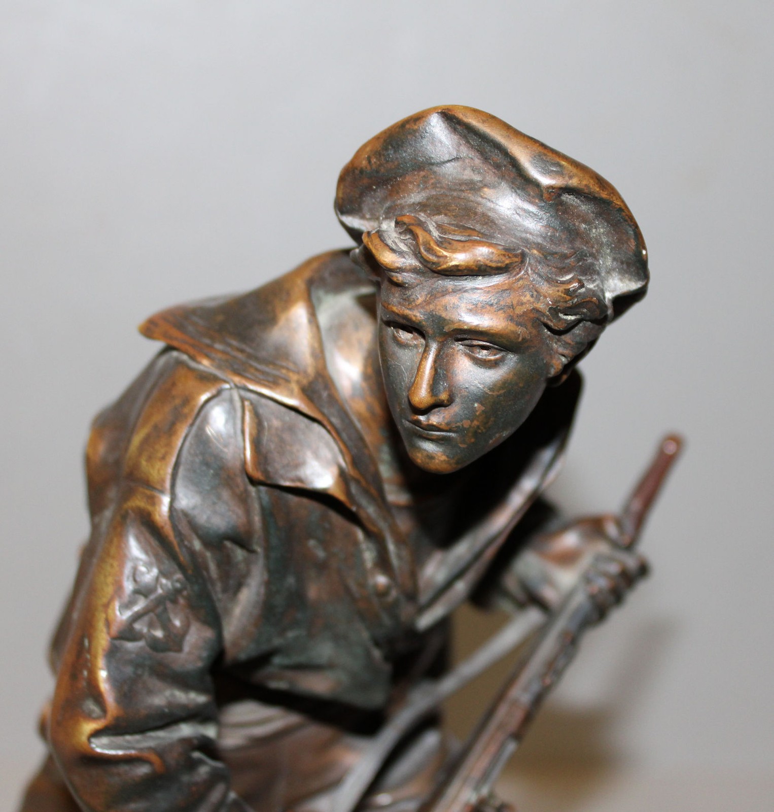 Antique Bronze Sculpture Sailor with Rifle in Hands – Artist A. Croisy 1840-1899