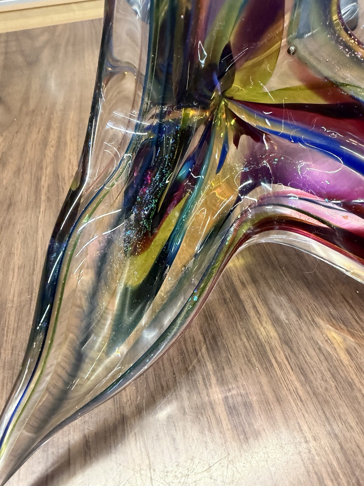 David Goldhagen Handblown Colored Flower Sculpture 15in