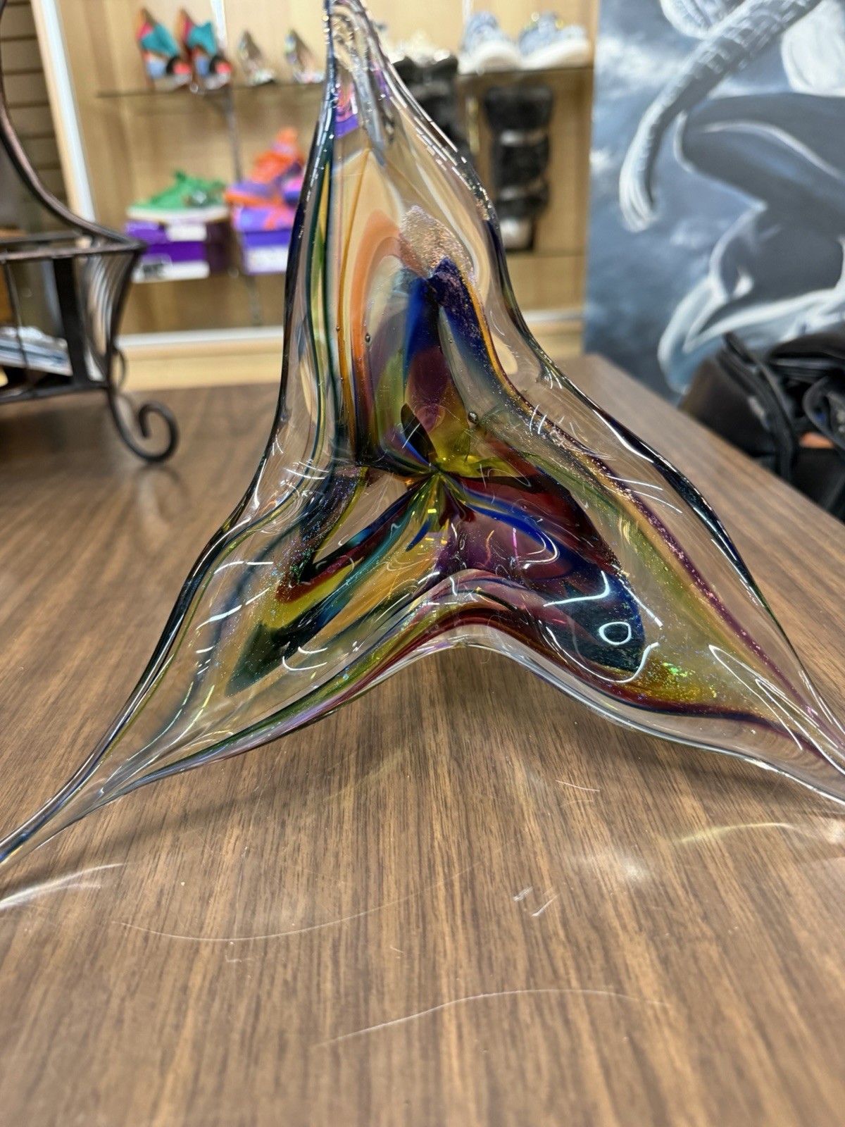 David Goldhagen Handblown Colored Flower Sculpture 15in