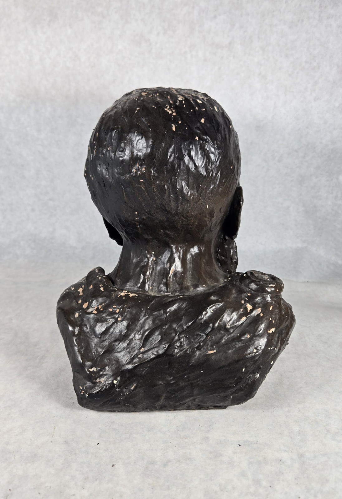 Vintage Male Bust Sculpture Painted Plaster? Decorative Statue Signed B &rsquo;67