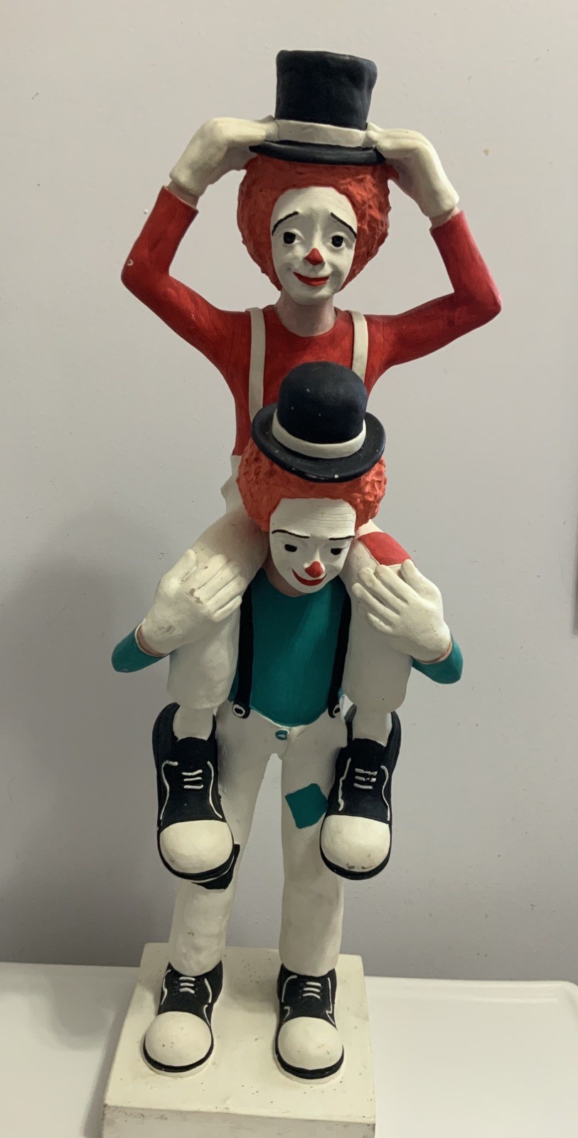 Vintage Austin Production Eduardo Chalkware clowns sculpture