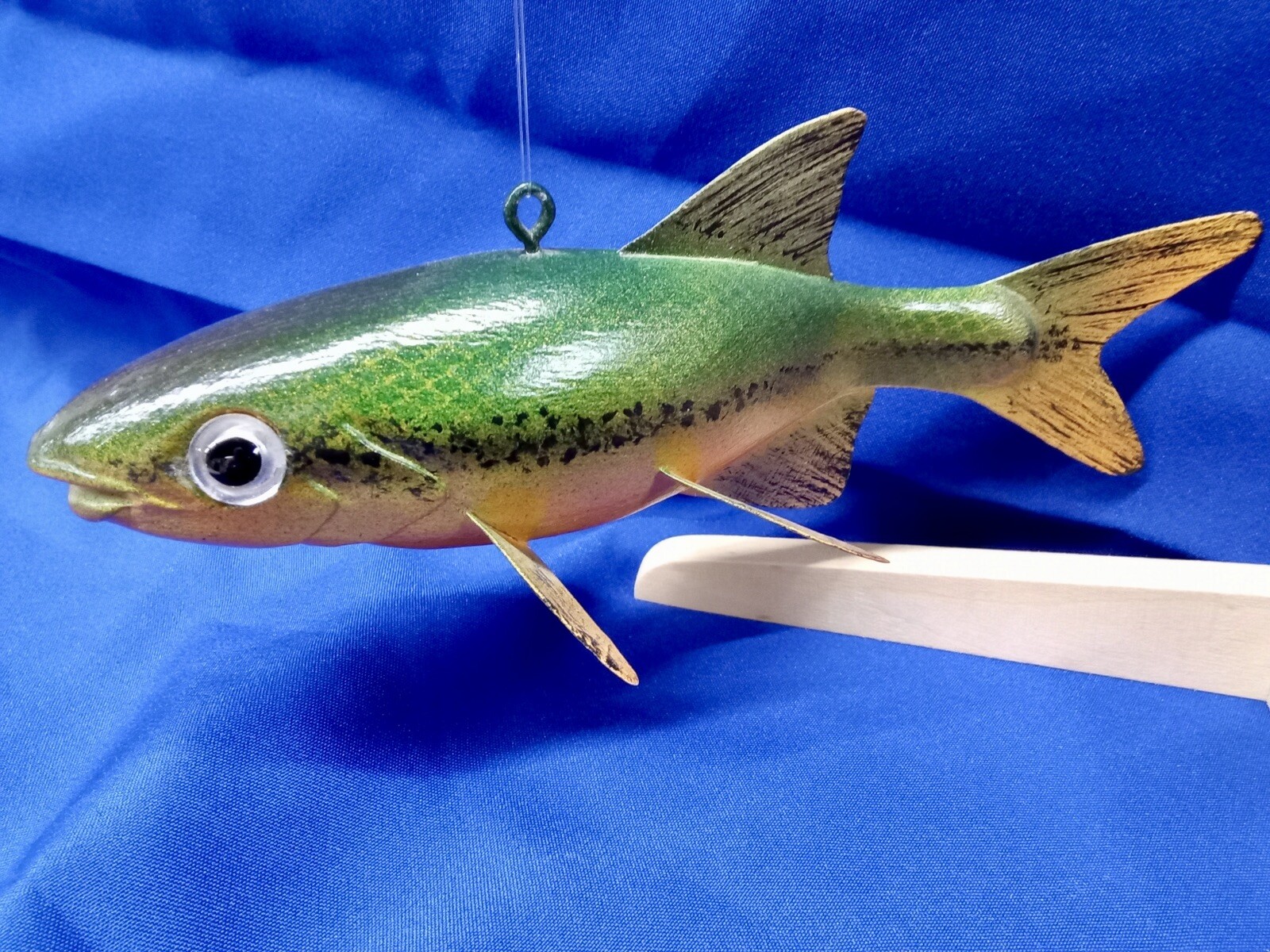 Vintage 1997 ED TOM ORIGINAL Wood Carved Fishing Decoy “Iron Color Shiner”