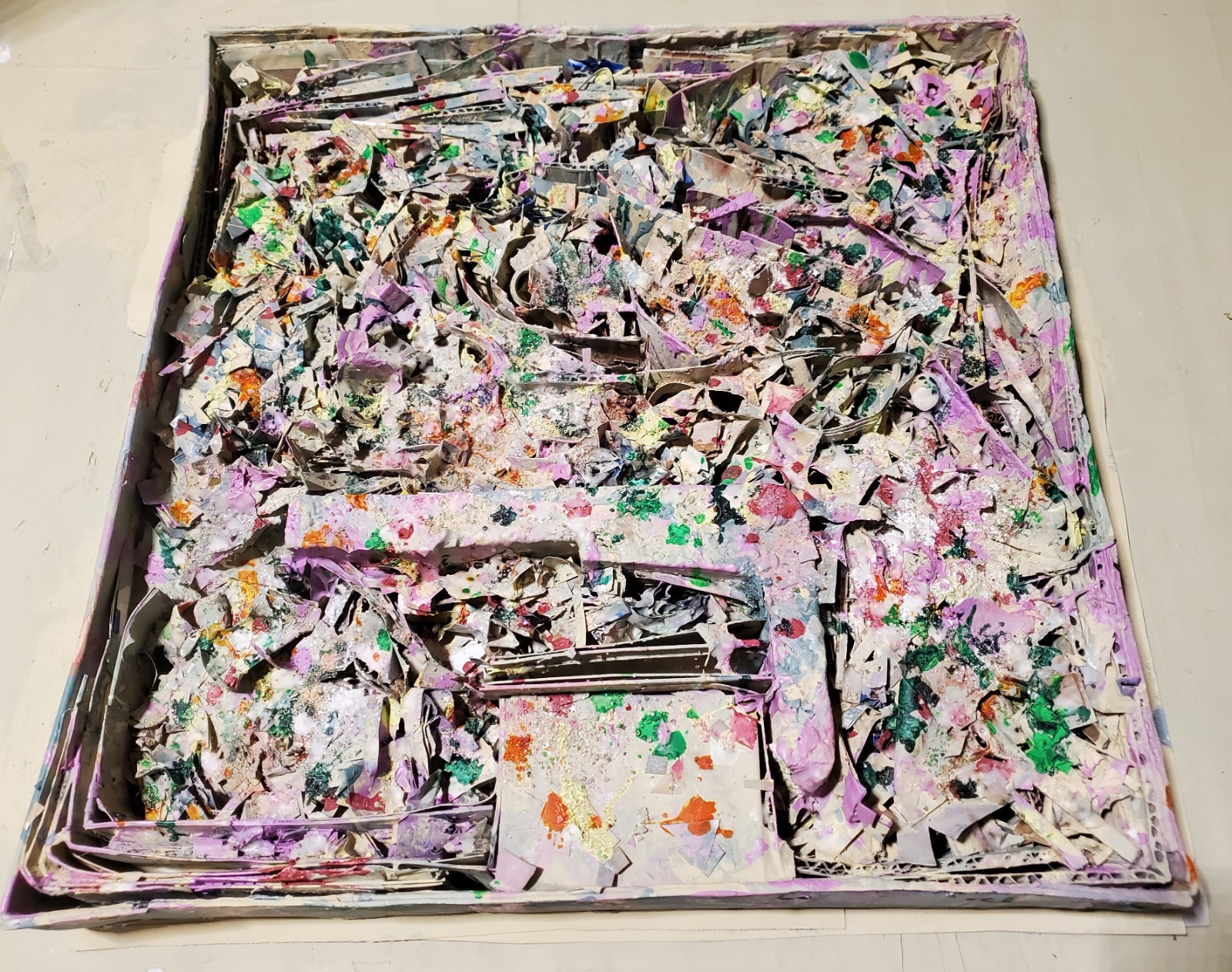 Abstract Paper/etc wall relief sculptural assemblage signed 2026.0503 16x16x2