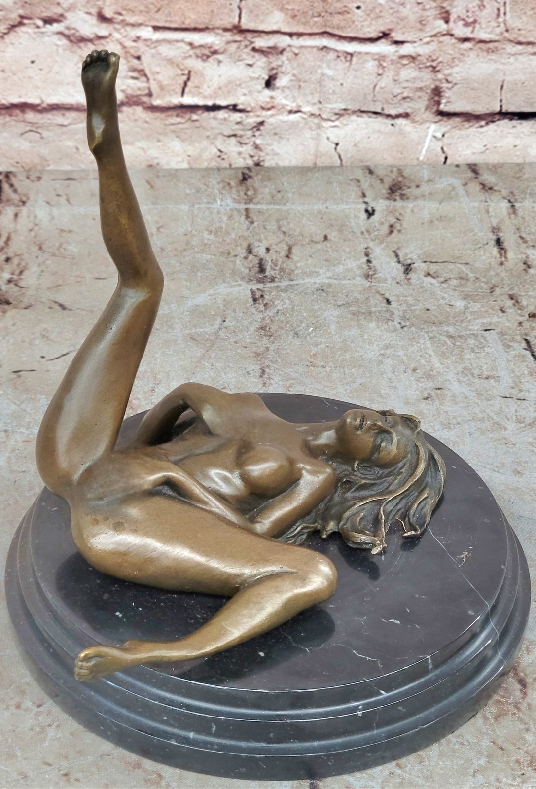 Handmade SIGNED BRONZE SCULPTURE CUBISM NUDE ABSTRACT MODERN STATUE FIGURE