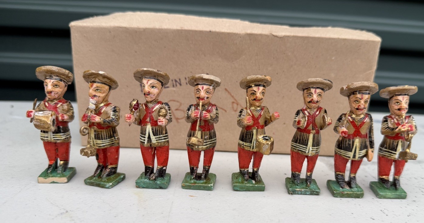 Vintage Musician Band Folk Art Military Figures India Lot 8 Carved Wood Handmade
