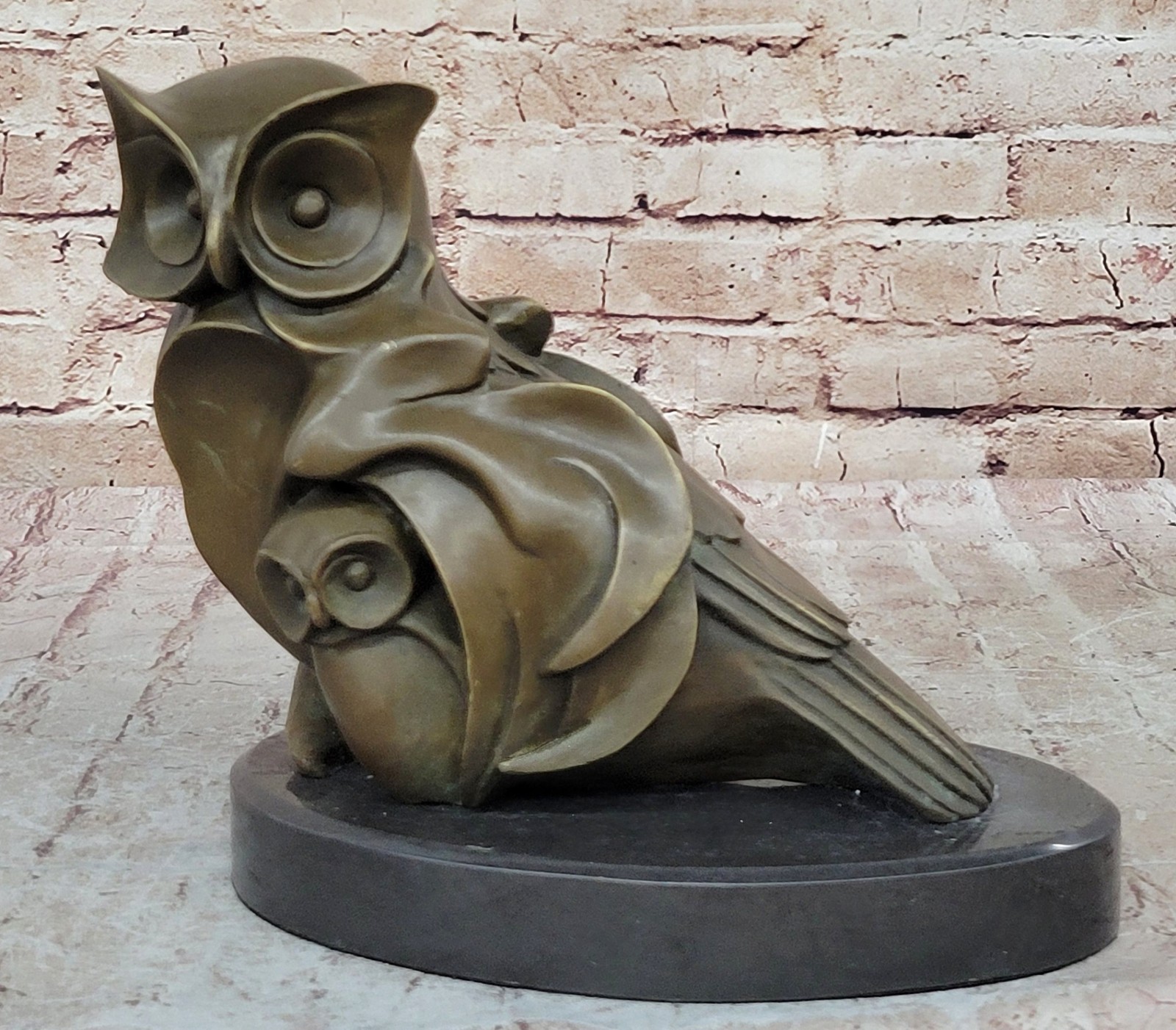 SOLID BRONZE STYLISED OWL STATUE SCULPTURE ART ABSTRACT SIGNED STATUE SEE MY IT