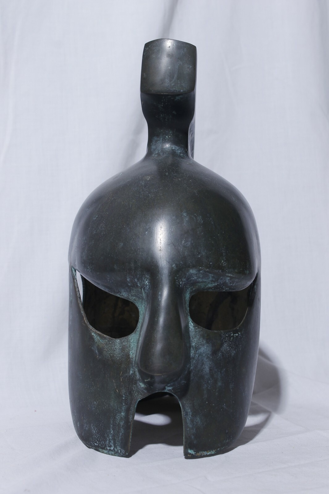 Greek Roman Inspired Full Face Helmet Handmade Metal Desk Art Sculpture