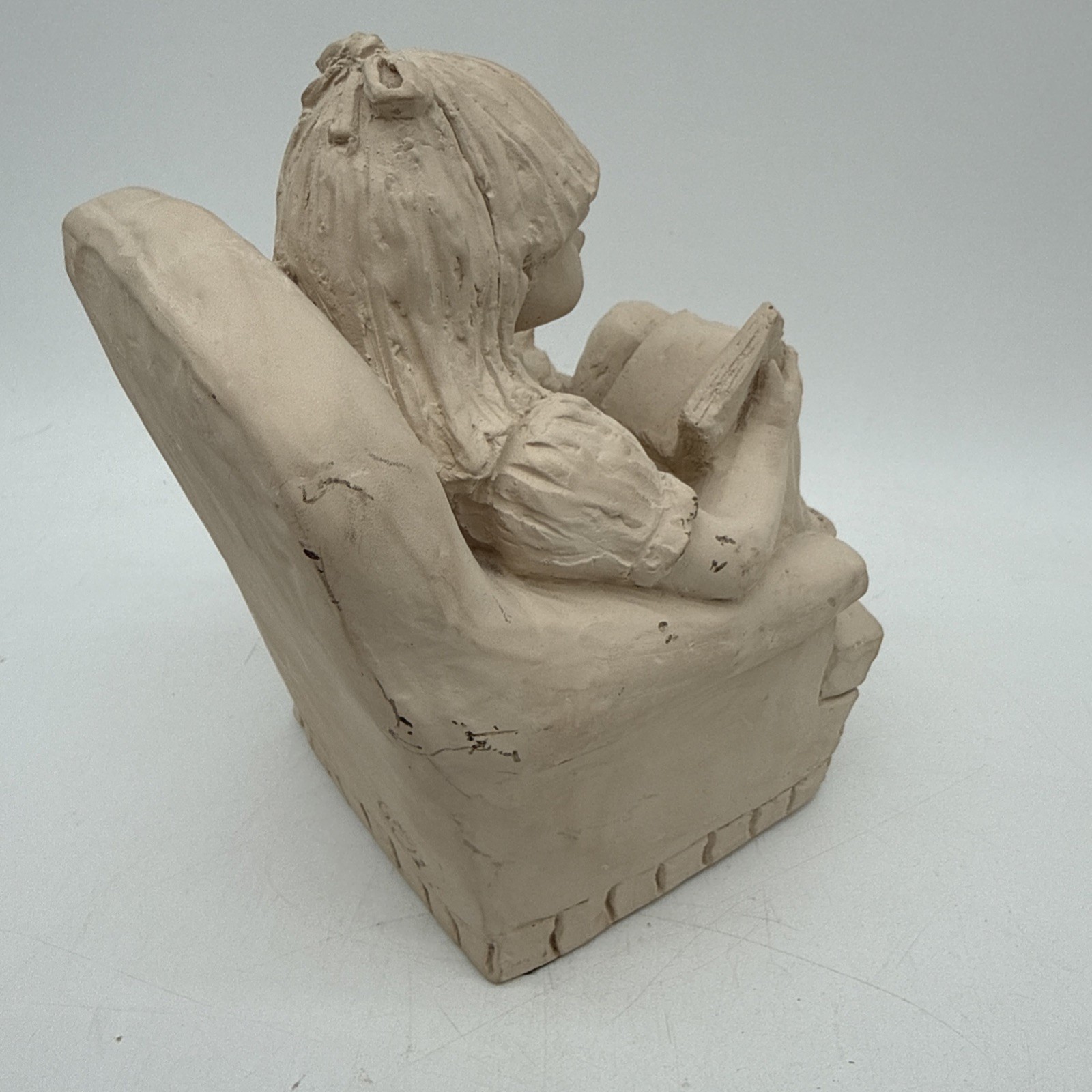 1983 Austin Sculpture Bright Eyed Girl Reading Book With Cat Tales & Tails
