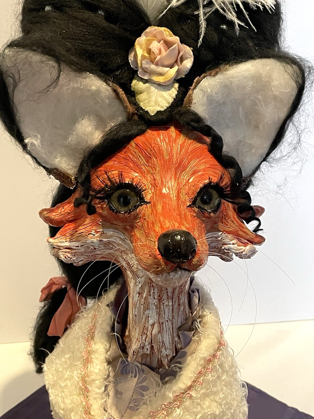 Artist Hand Made Red Fox Sculpture Tabletop Size 20 Inches Tall