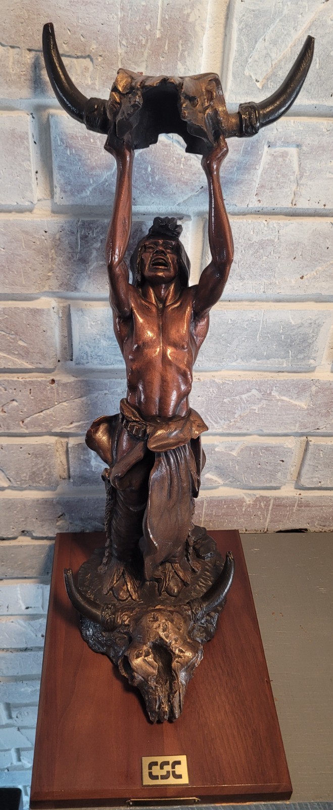 Dewitt 1989 – Vintage Indian Statue Sculpture Conjuring Back The Buffalo Lodge
