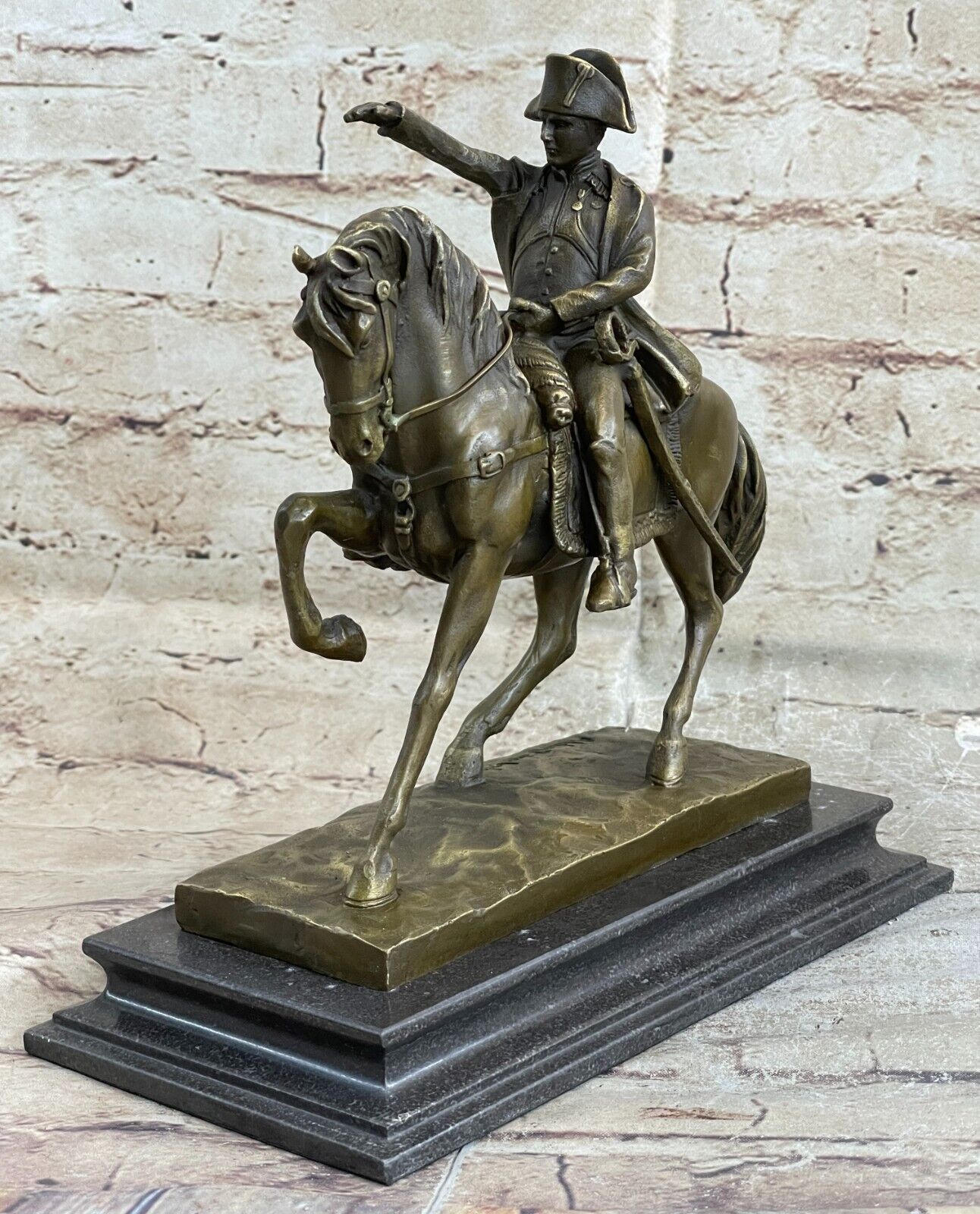 Handcrafted General Great Soldier Napoleon Bonaparte Bronze Sculpture Marble NR