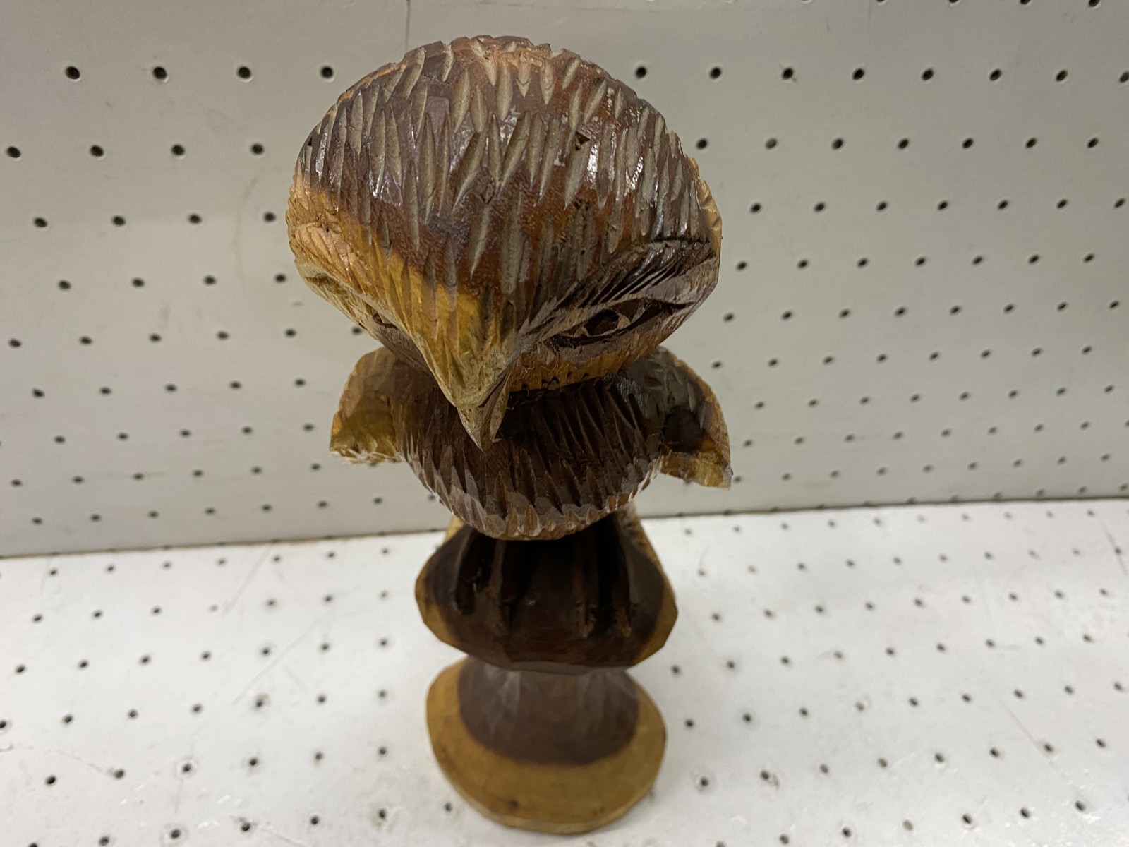 Hand Carved Wooden Owl Figurine Rustic Folk Art Sculpture Home Decor Vintage