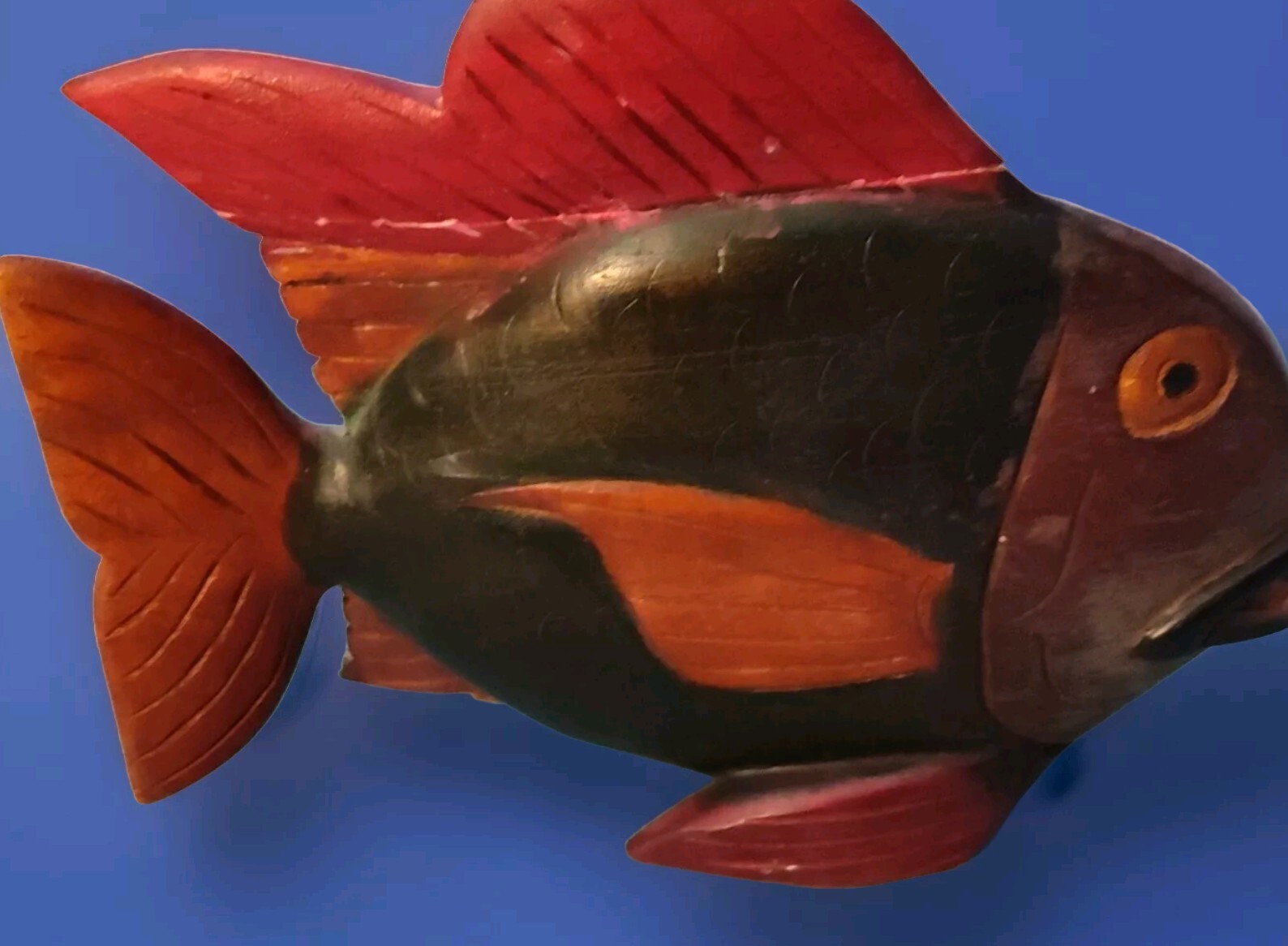 Antique Wooden Hand Carved/Painted Tropical Fish- Coastal Decor- Free Standing