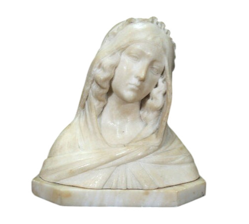 Giuseppe Gambogi  » Maria Statue  » Marble Sculpture Size H 9 x W 9 x D 5.1 in