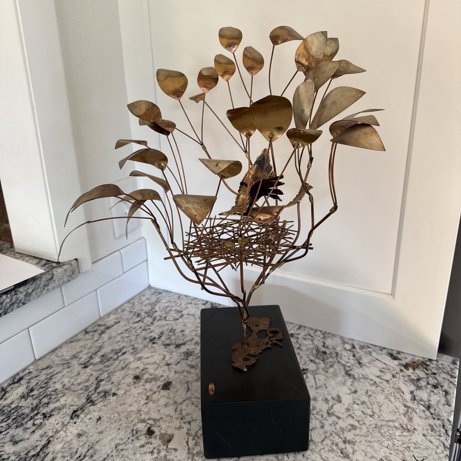 Vintage 1969 Curtis Jere Copper Tree Sculpture Bird Nest MCM – RARE