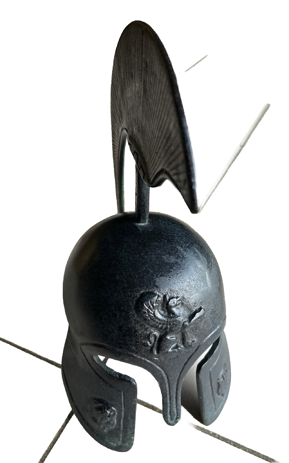 Corinthian pure bronze miniature helmet w/crest – Greek Spartan Hoplite Handmade